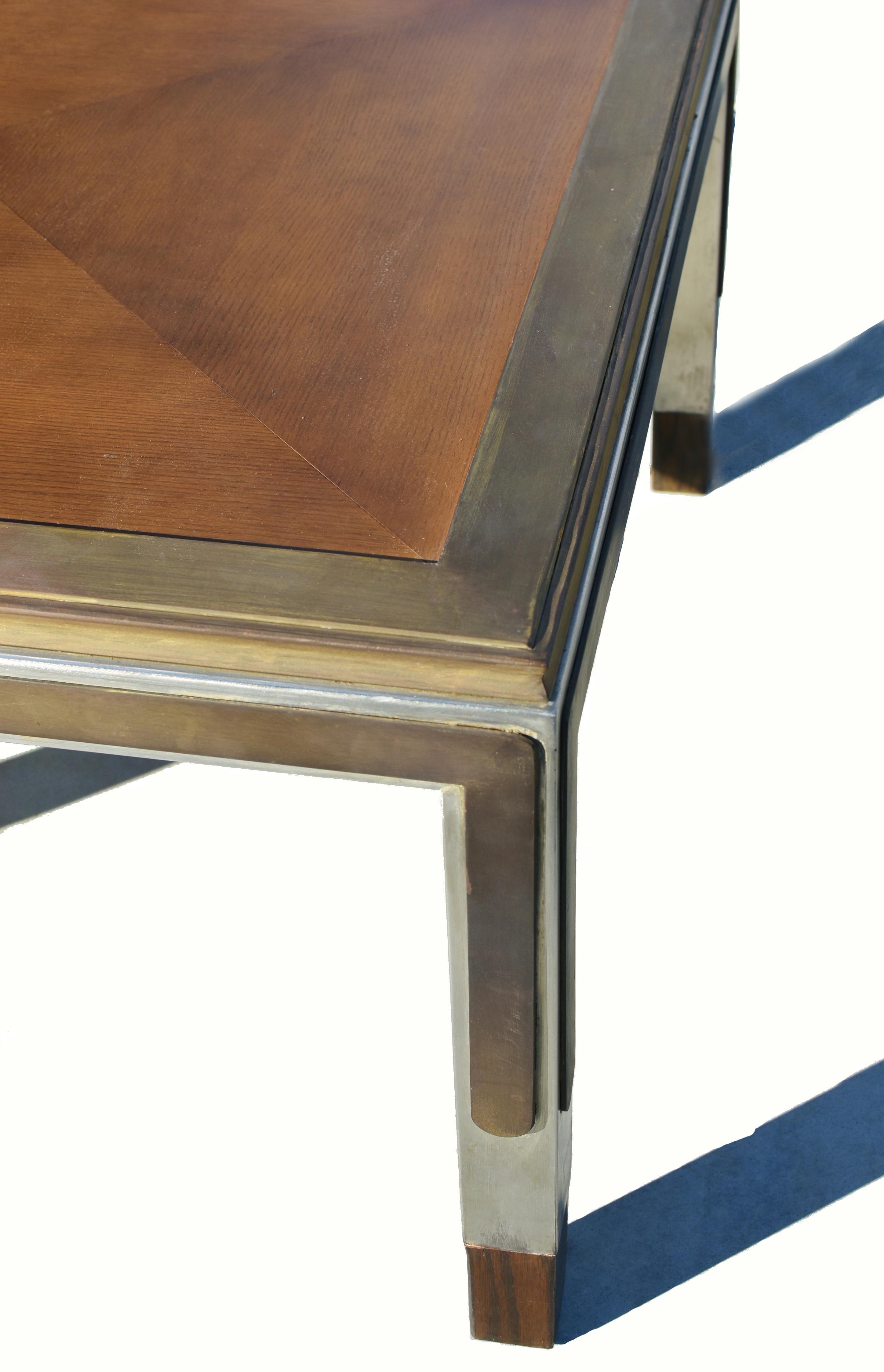 Brass Nickel Metal Wood Coffee Table For Sale 10