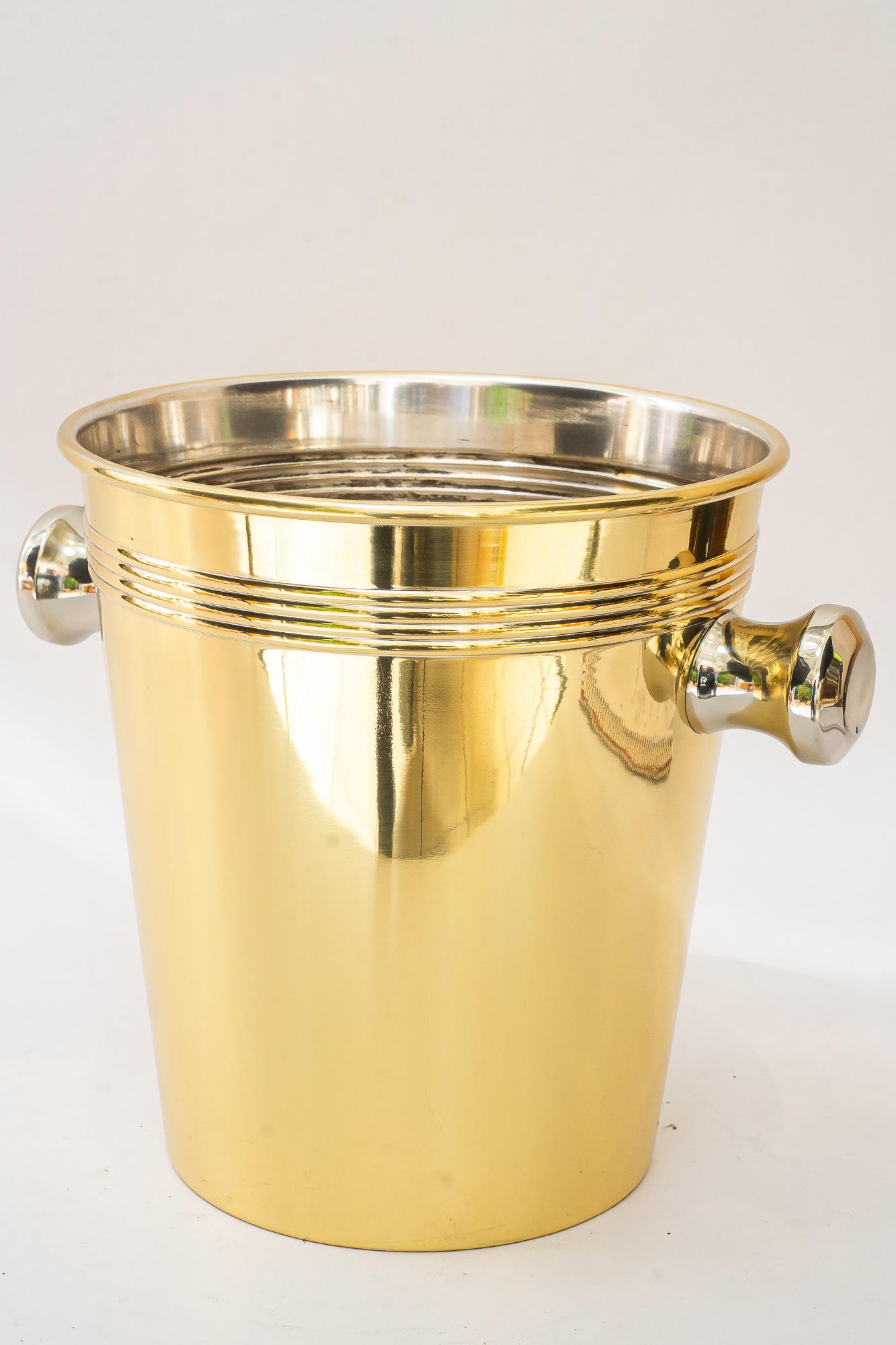 Brass, Nickel-plated Champagne Bucket vienna around 1920s
Polished and stove enameled
