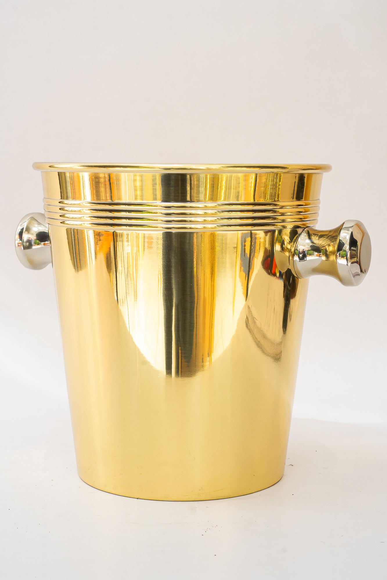 Art Deco Brass, Nickel-plated Champagne Bucket vienna around 1920s For Sale