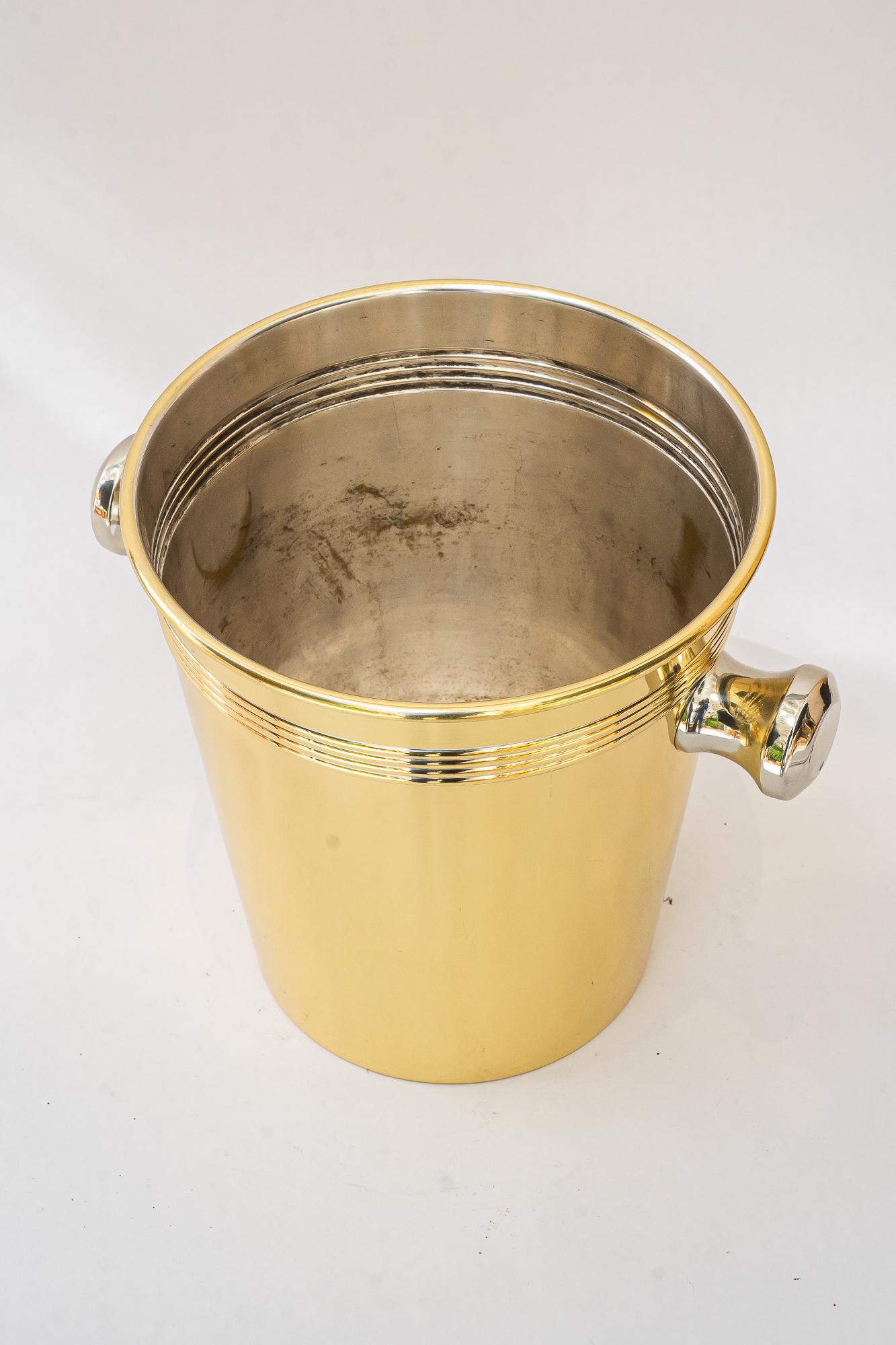 Austrian Brass, Nickel-plated Champagne Bucket vienna around 1920s For Sale