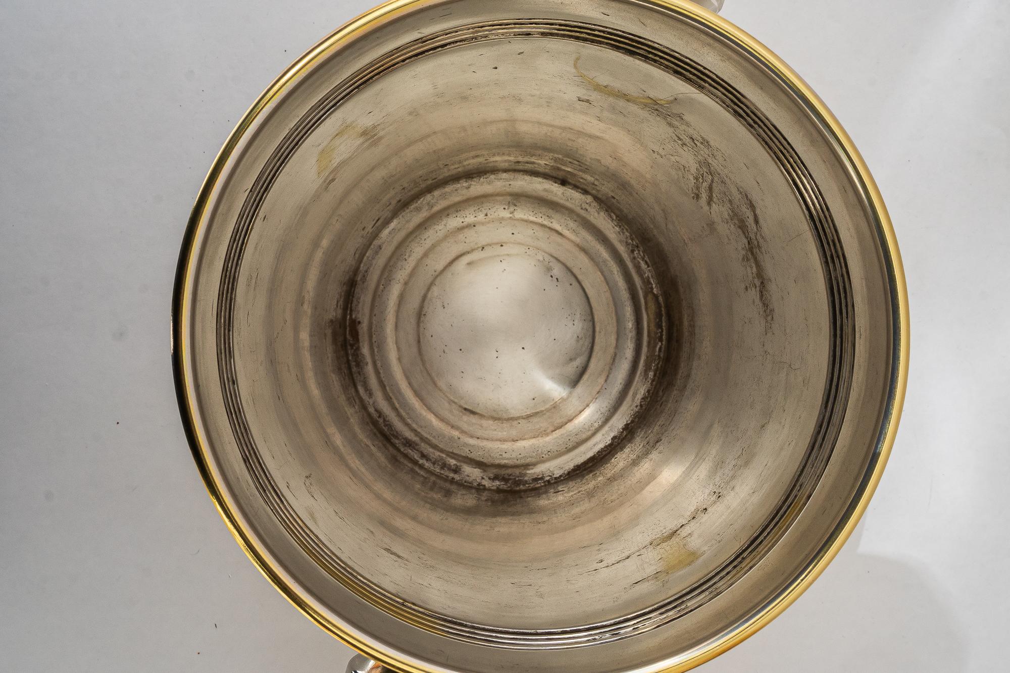 Lacquered Brass, Nickel-plated Champagne Bucket vienna around 1920s For Sale