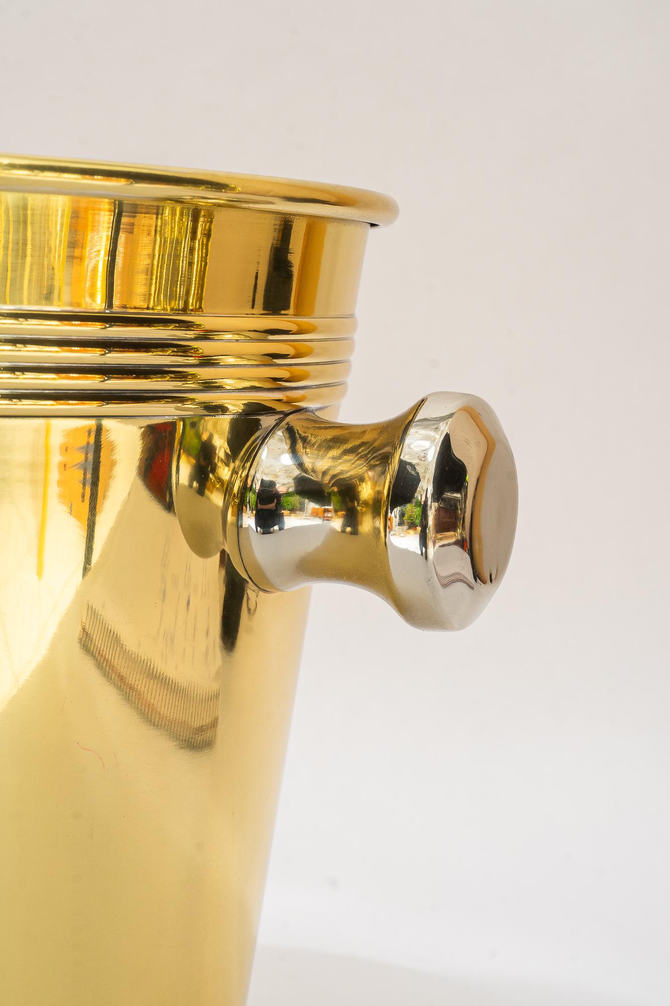 Early 20th Century Brass, Nickel-plated Champagne Bucket vienna around 1920s For Sale