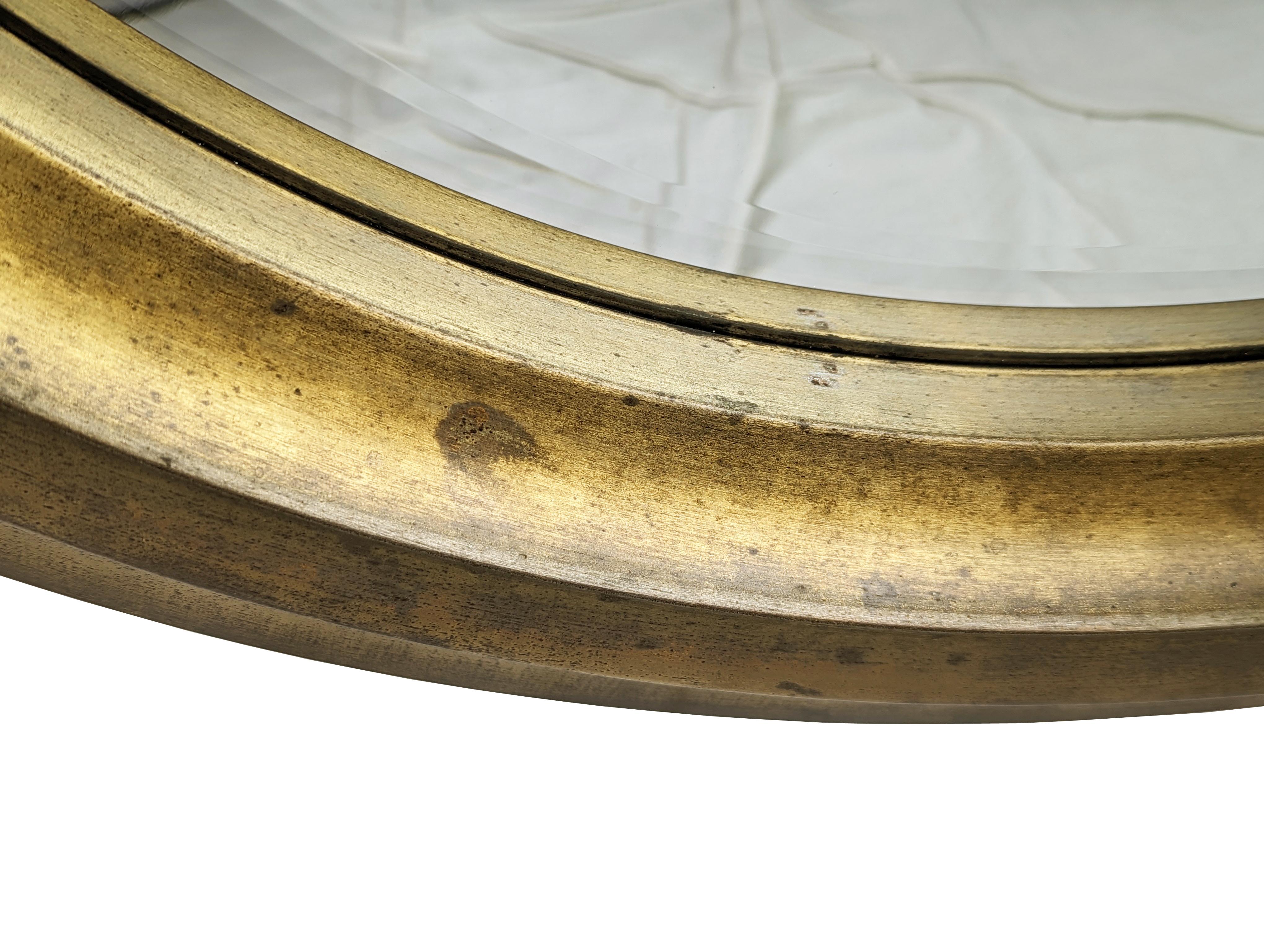 Space Age Brass & Nickel Plated Metal 1960s round mirrors, set of 2 For Sale
