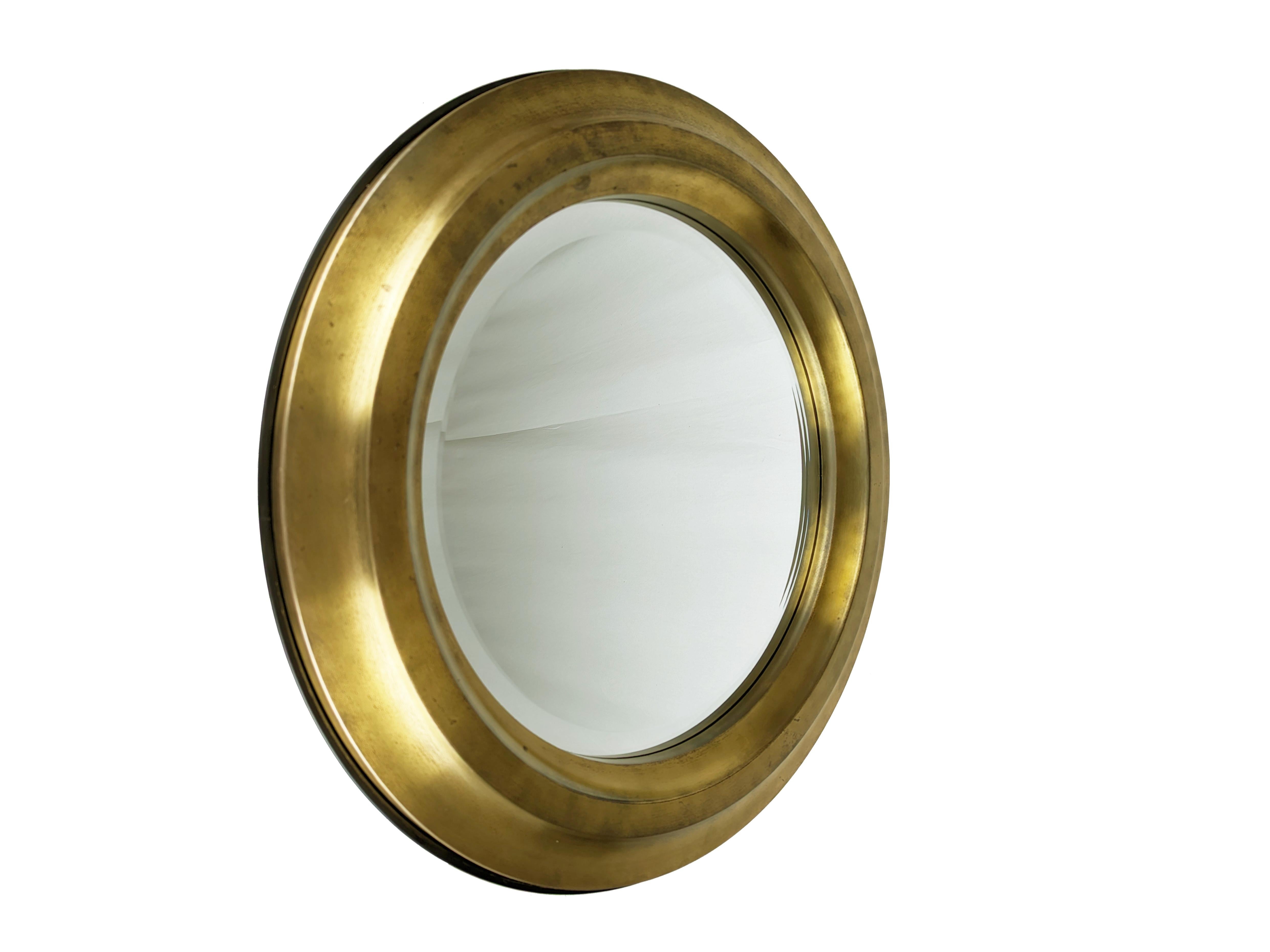 Brass & Nickel Plated Metal 1960s round mirrors, set of 2 In Good Condition For Sale In Varese, Lombardia
