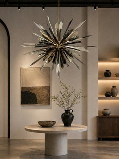 Brass & Nickel "Sunburst" Chandelier by Remains Lighting of New York