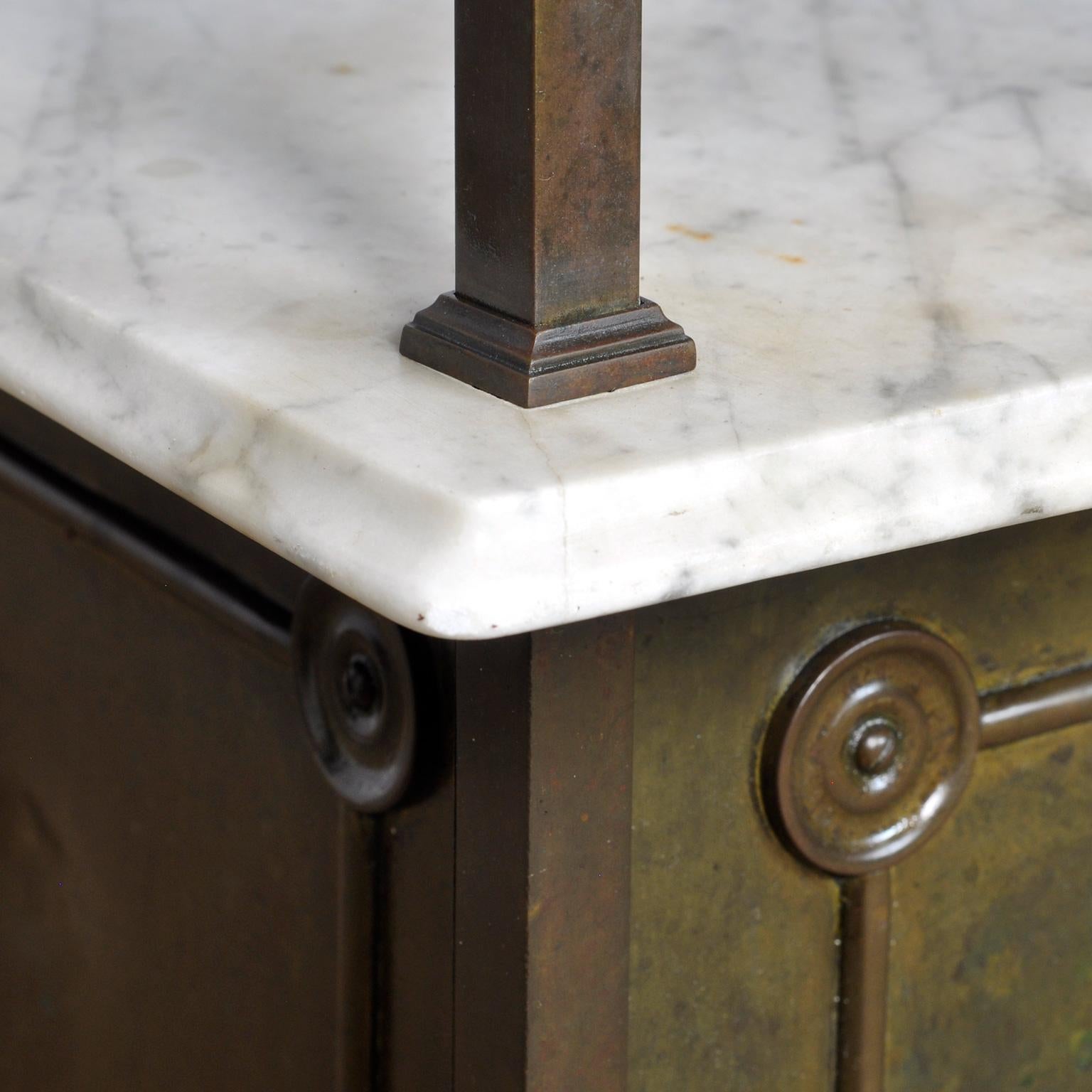Brass Nightstand with Marble Top, 1910's For Sale 4