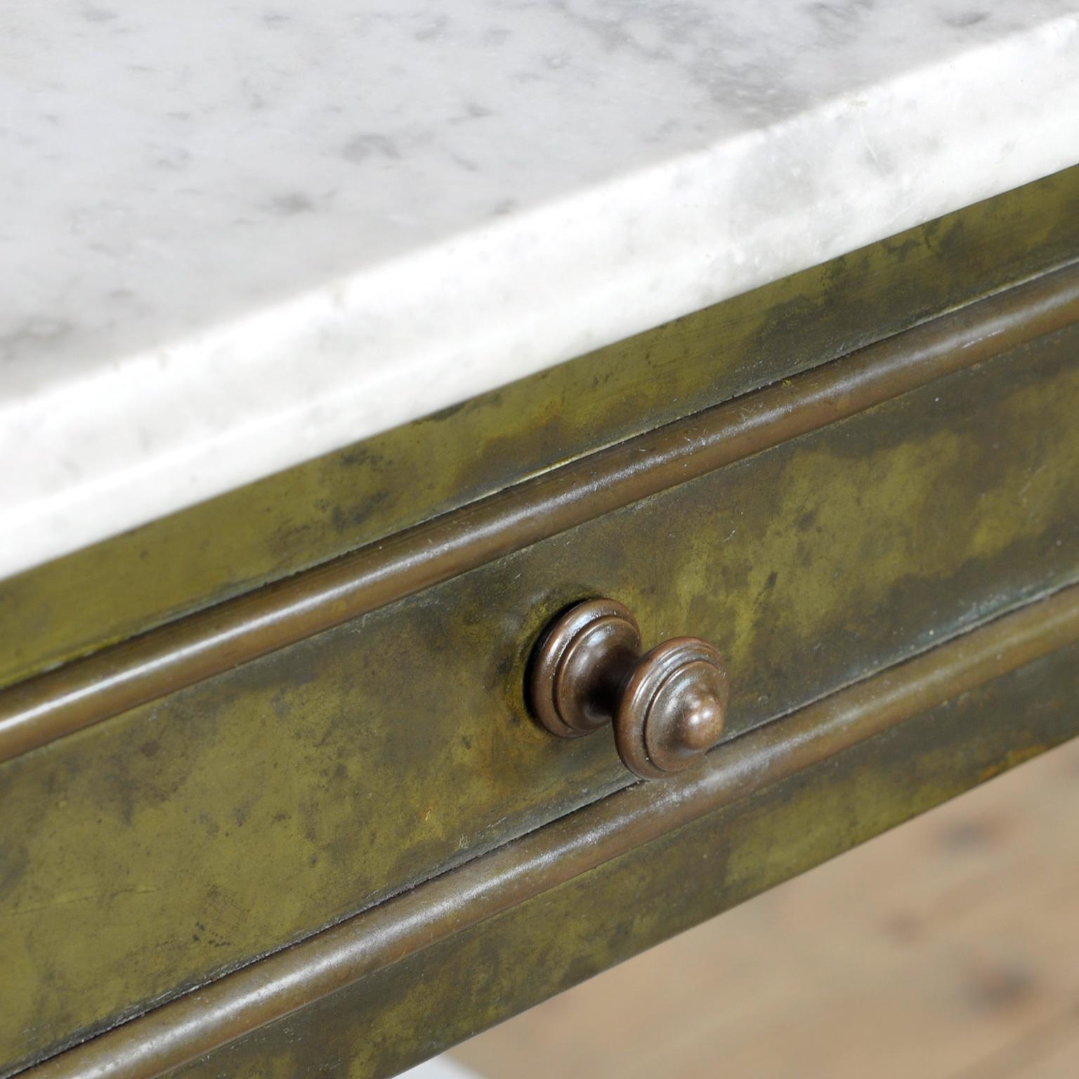 Brass Nightstand with Marble Top, 1910's For Sale 3