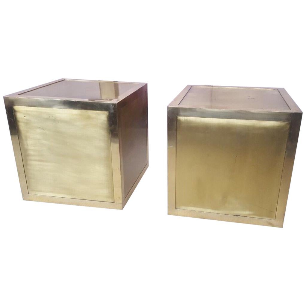 Brass Nightstands or Sode Table, 1970, Italy