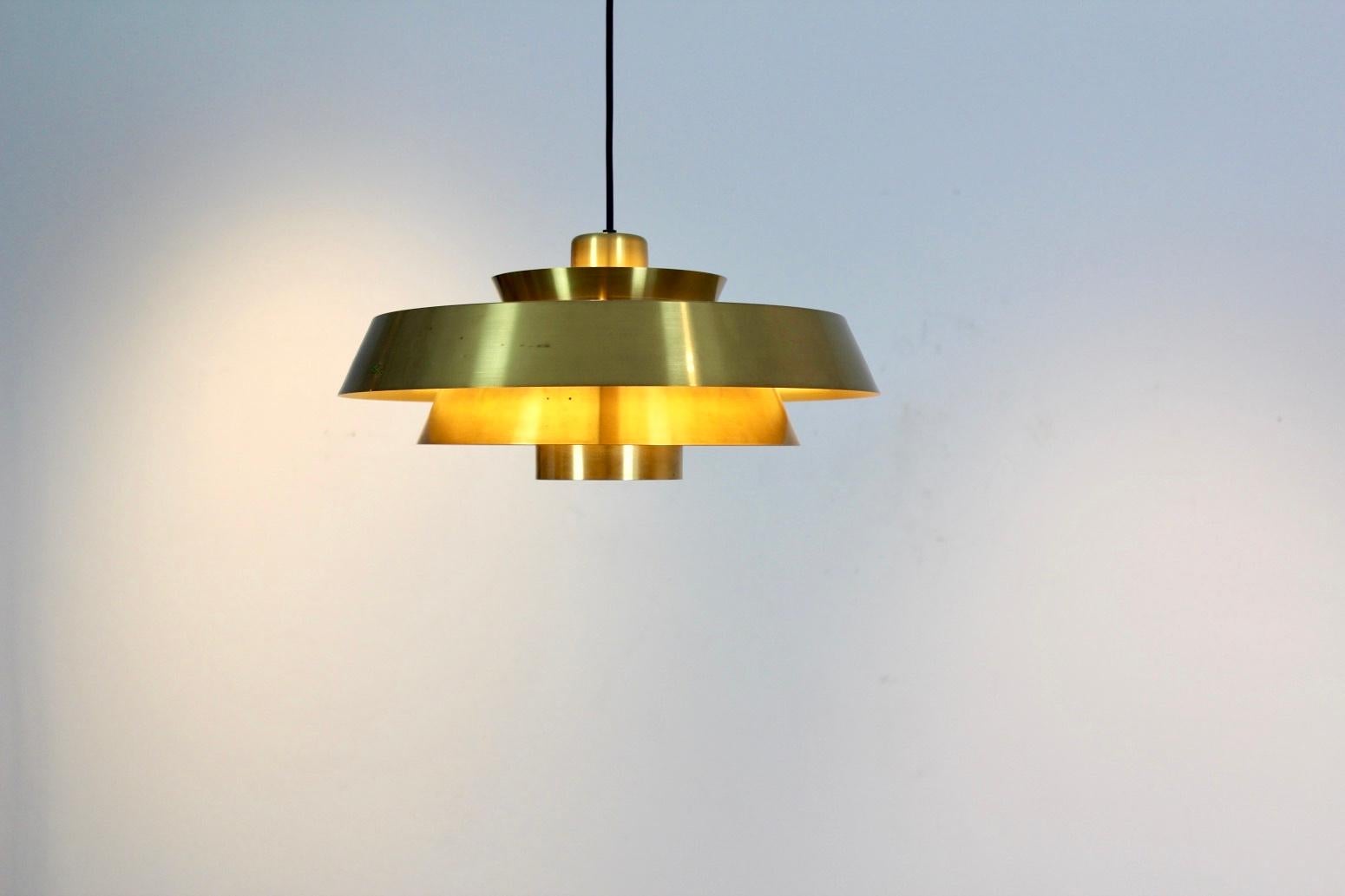 Scandinavian Modern Brass Nova Pendant by Jo Hammerborg for Fog & Mørup