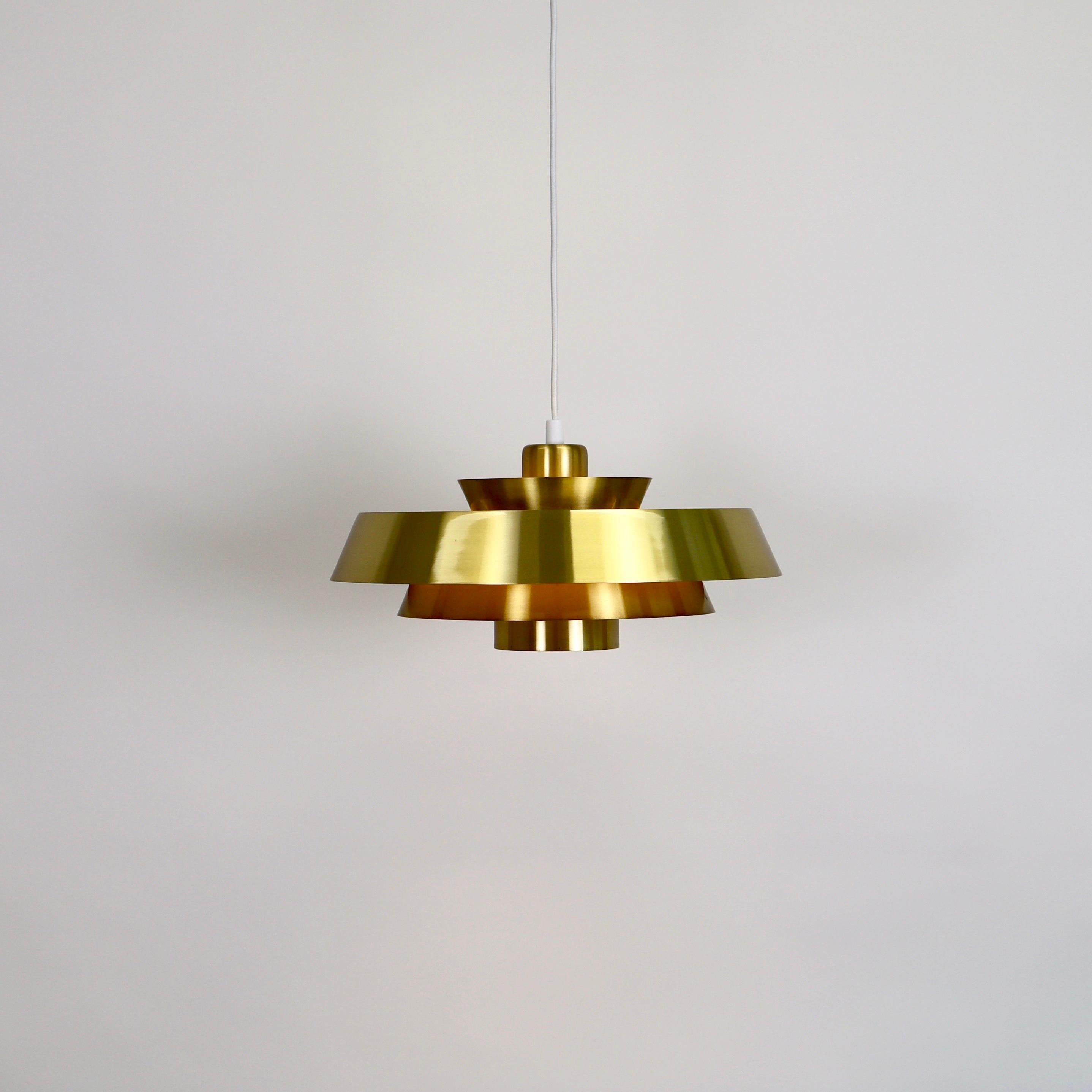 Brass Nova Pendant Light by Jo Hammerborg for Fog & Morup, 1960s, Denmark 4