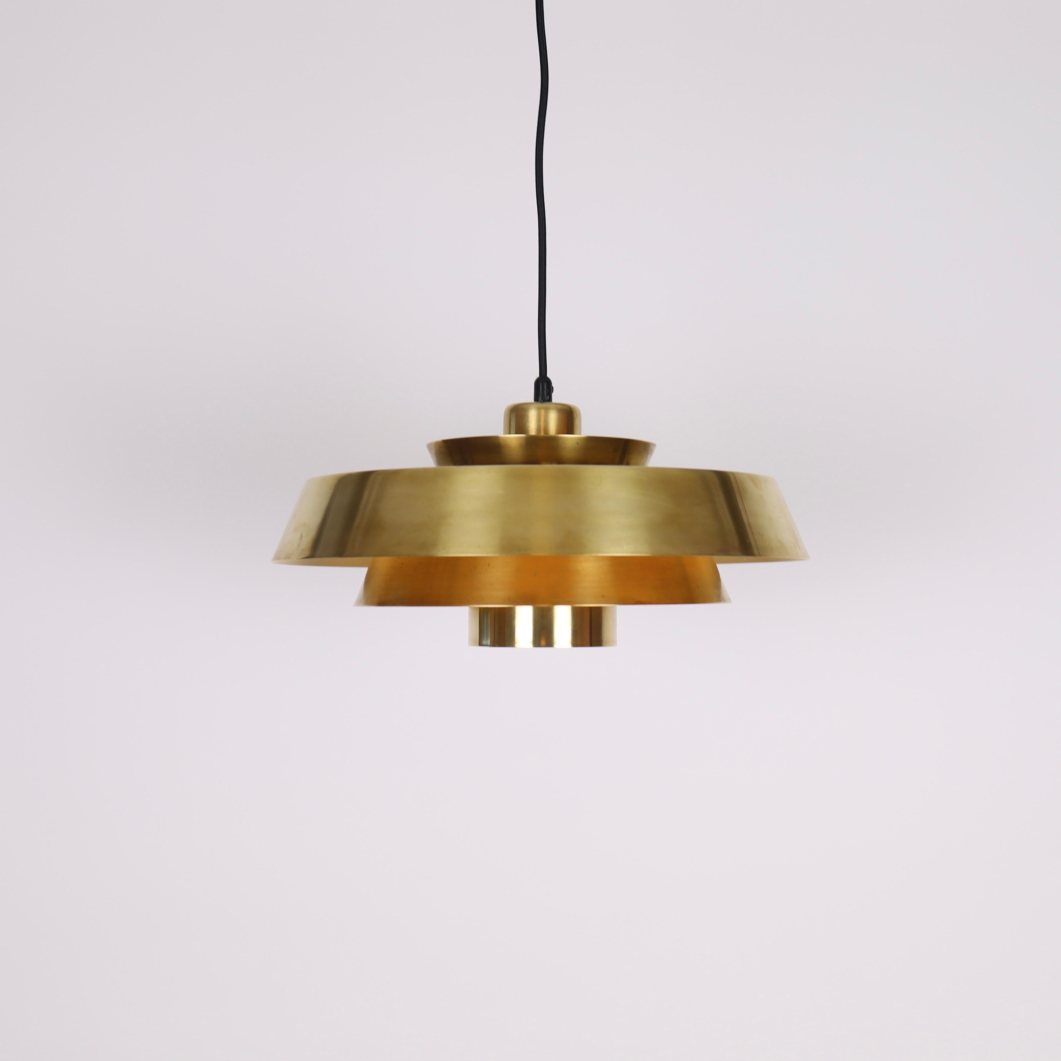 Brass Nova Pendant Light by Jo Hammerborg for Fog & Morup, 1960s, Denmark 5