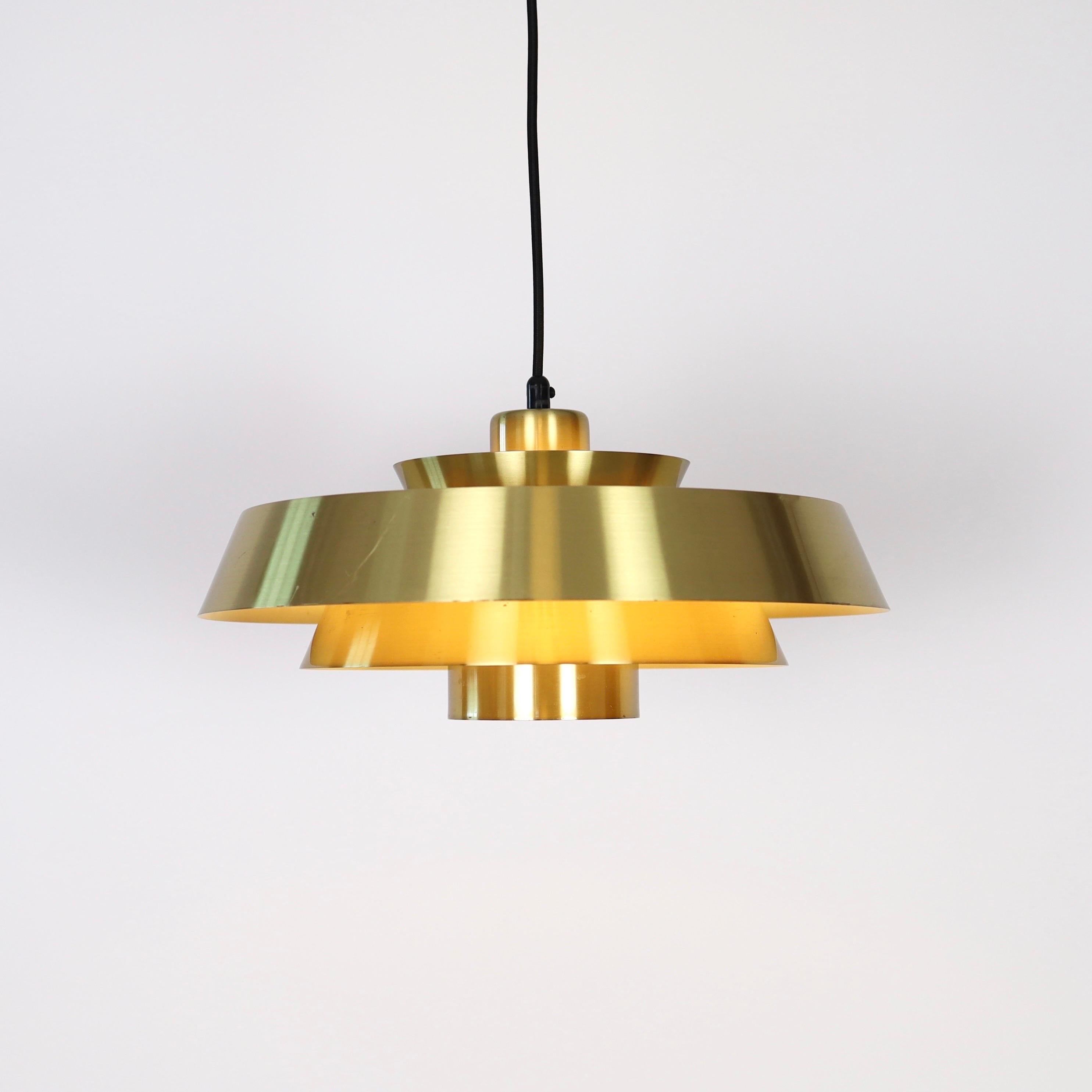 Brass Nova Pendant Light by Jo Hammerborg for Fog & Morup, 1960s, Denmark For Sale 7