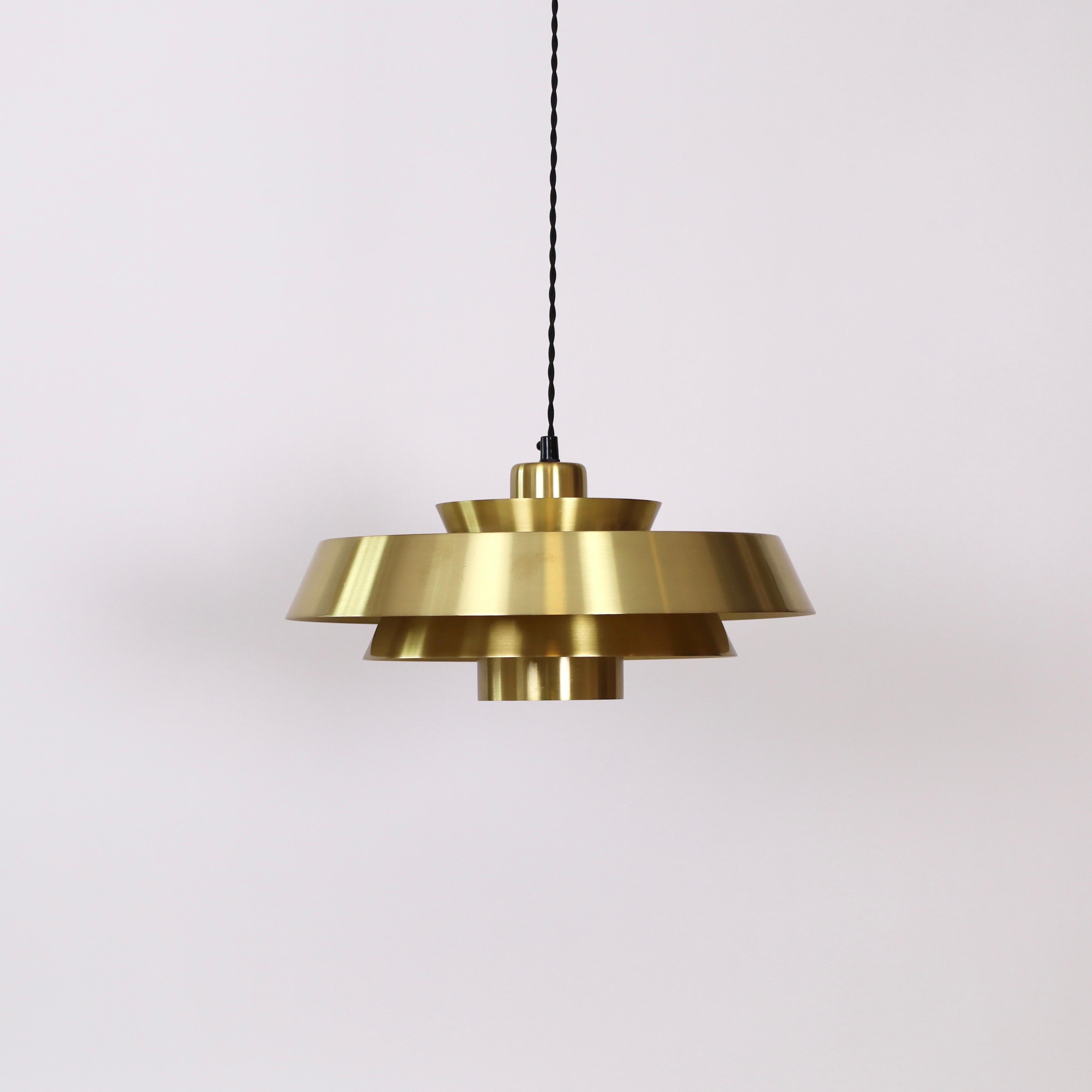 Brass Nova Pendant Light by Jo Hammerborg for Fog & Morup, 1960s, Denmark For Sale 7