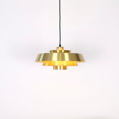 Brass Nova Pendant Light by Jo Hammerborg for Fog & Morup, 1960s, Denmark