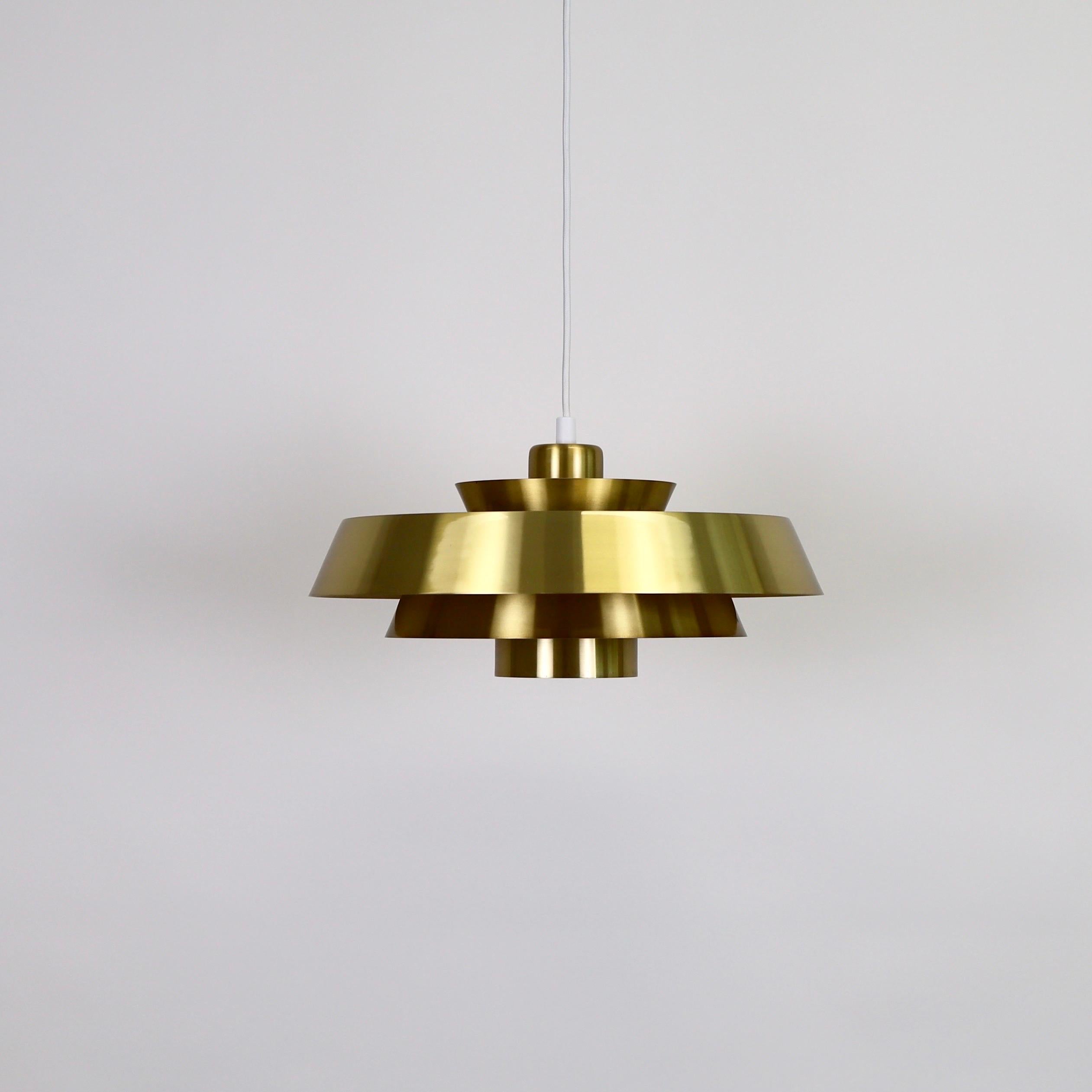Danish Brass Nova Pendant Light by Jo Hammerborg for Fog & Morup, 1960s, Denmark