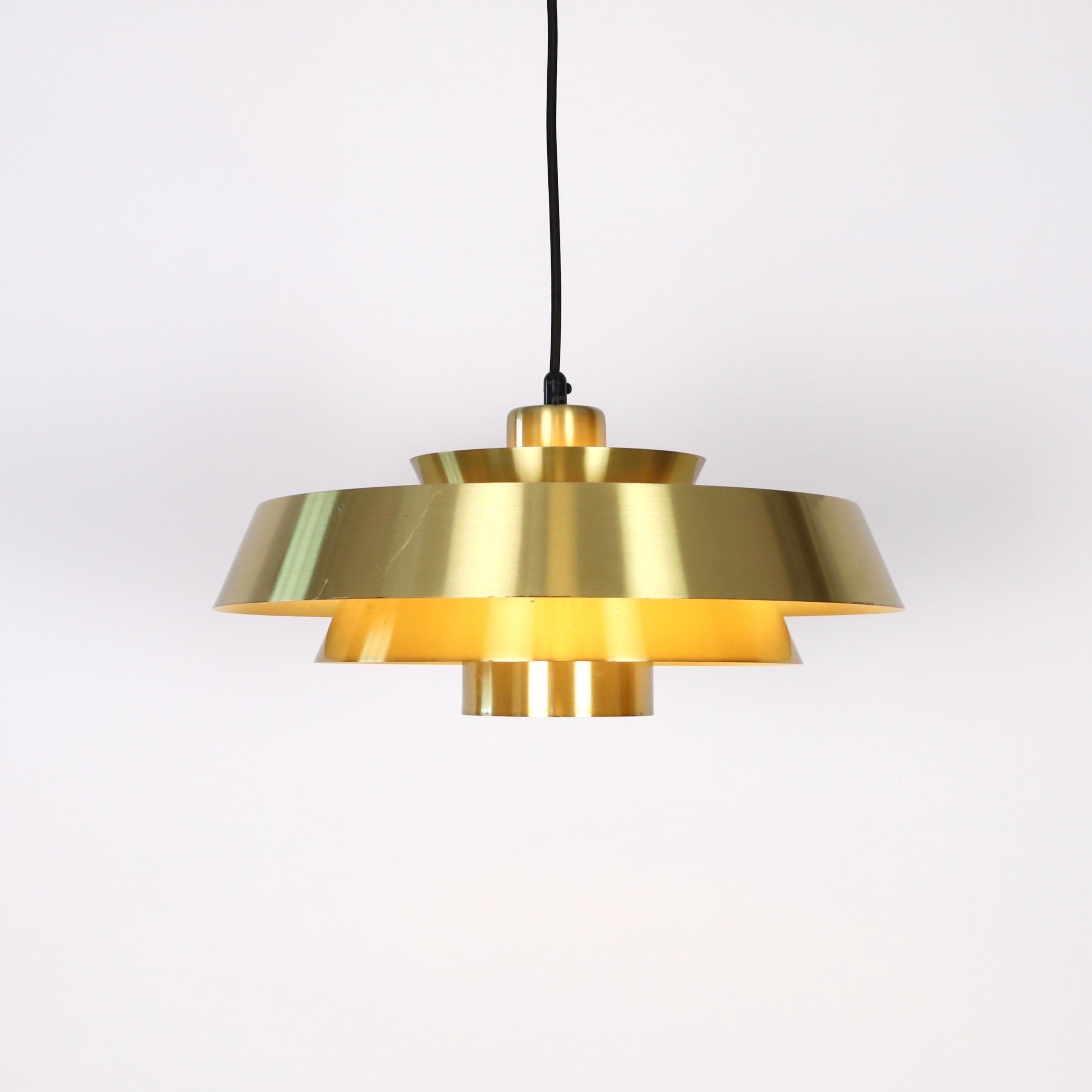 Danish Brass Nova Pendant Light by Jo Hammerborg for Fog & Morup, 1960s, Denmark For Sale