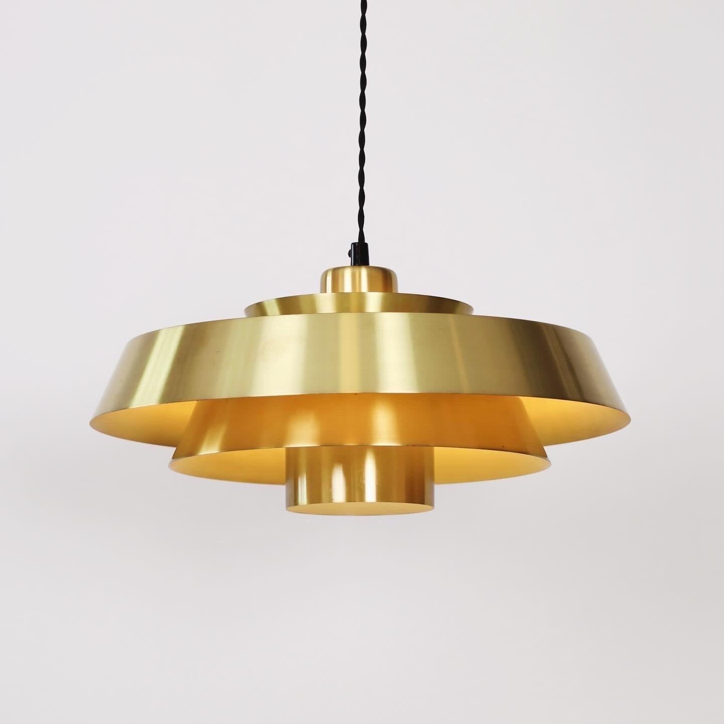 Danish Brass Nova Pendant Light by Jo Hammerborg for Fog & Morup, 1960s, Denmark For Sale