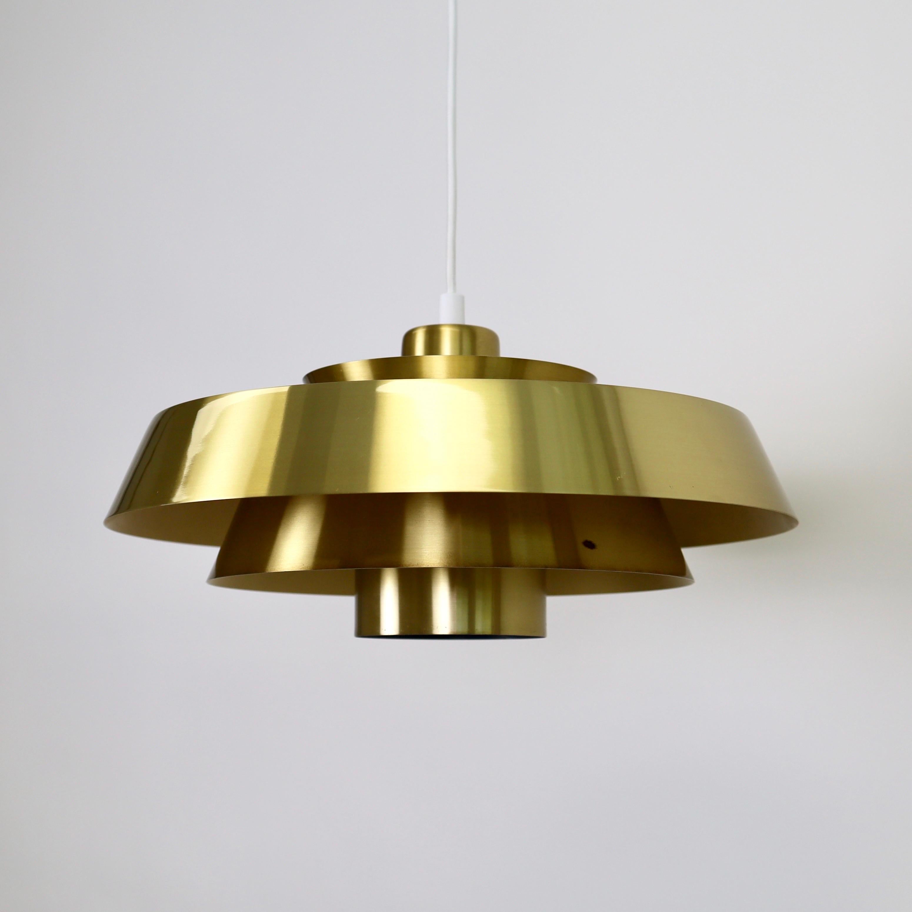 Brass Nova Pendant Light by Jo Hammerborg for Fog & Morup, 1960s, Denmark In Good Condition In Værløse, DK