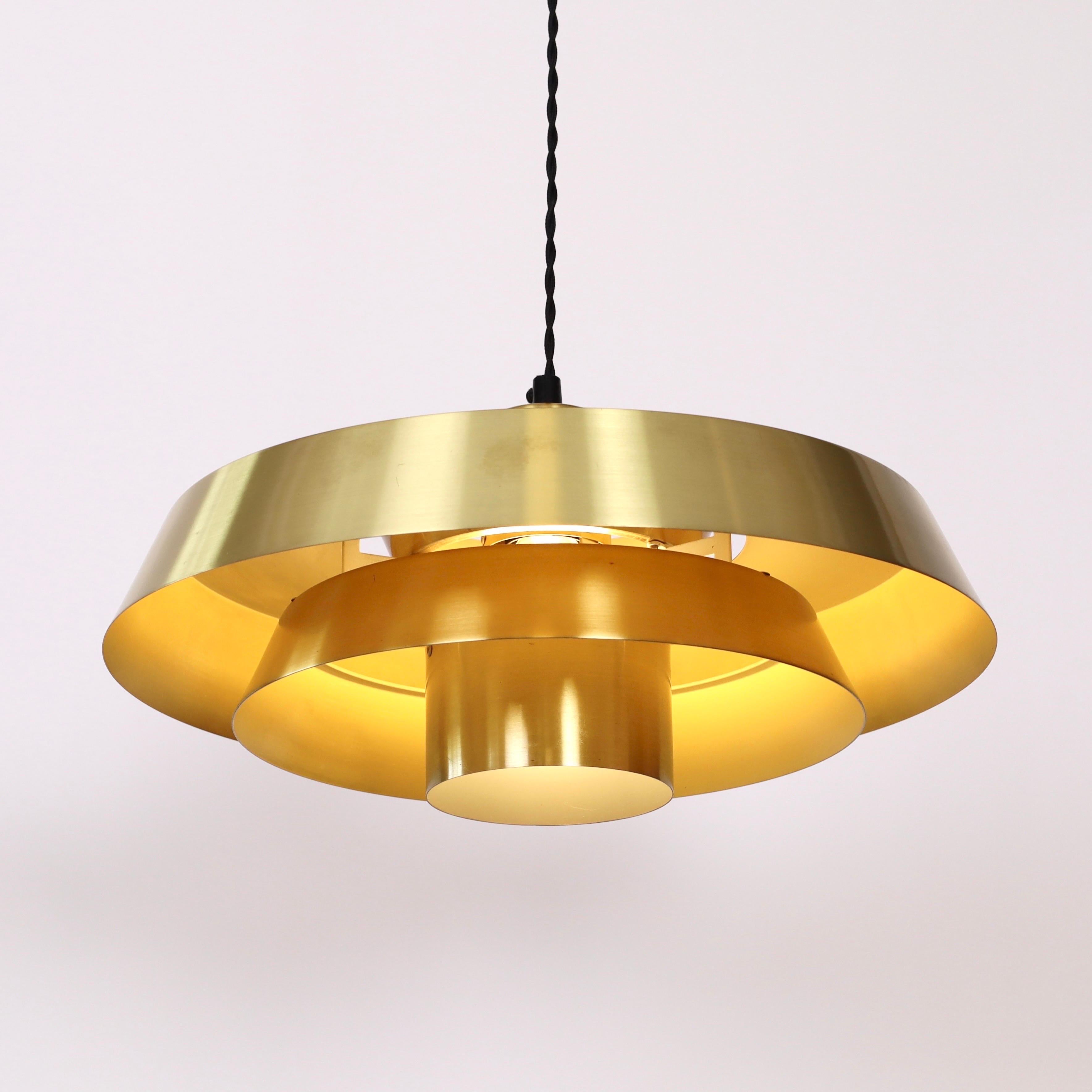 Mid-20th Century Brass Nova Pendant Light by Jo Hammerborg for Fog & Morup, 1960s, Denmark For Sale
