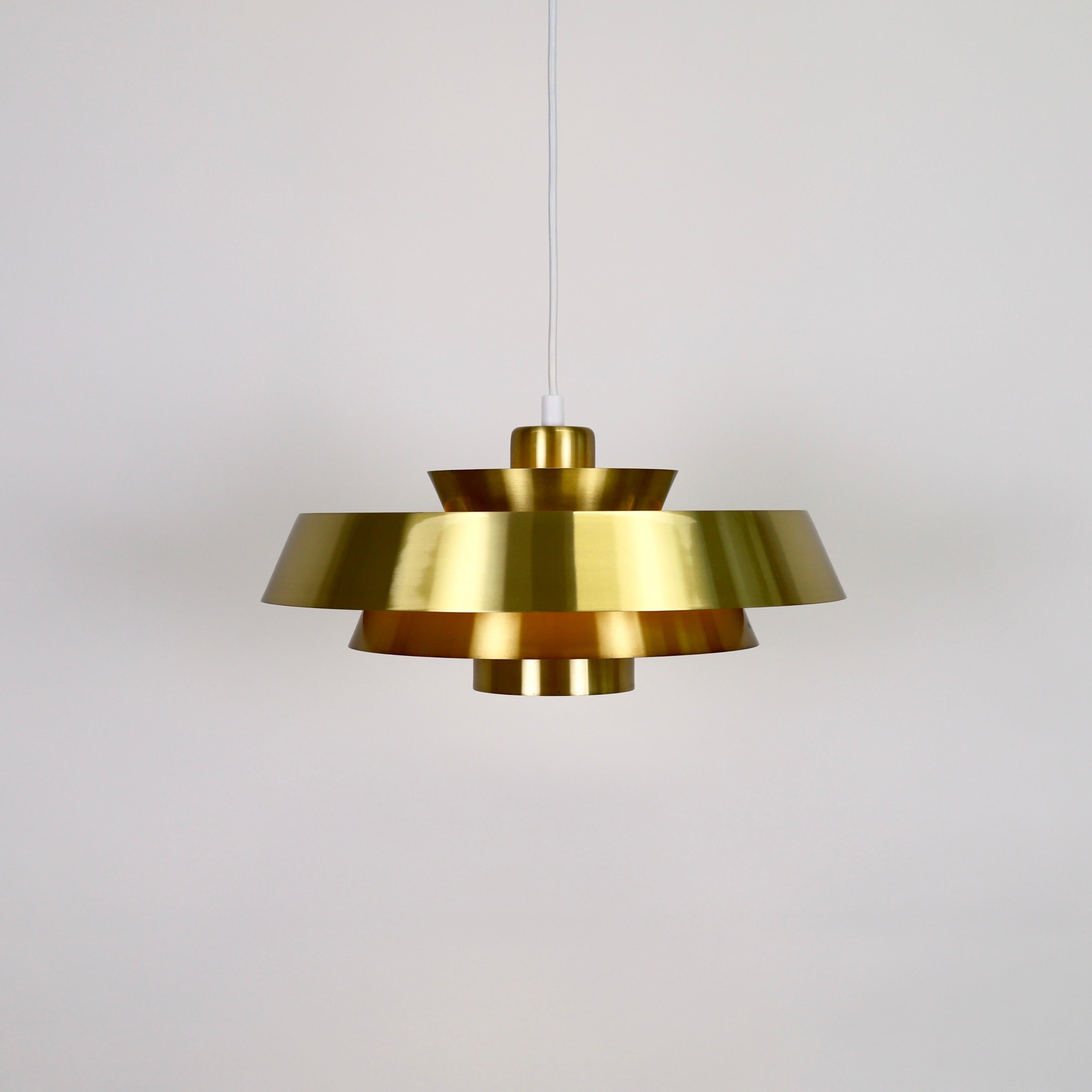 Metal Brass Nova Pendant Light by Jo Hammerborg for Fog & Morup, 1960s, Denmark