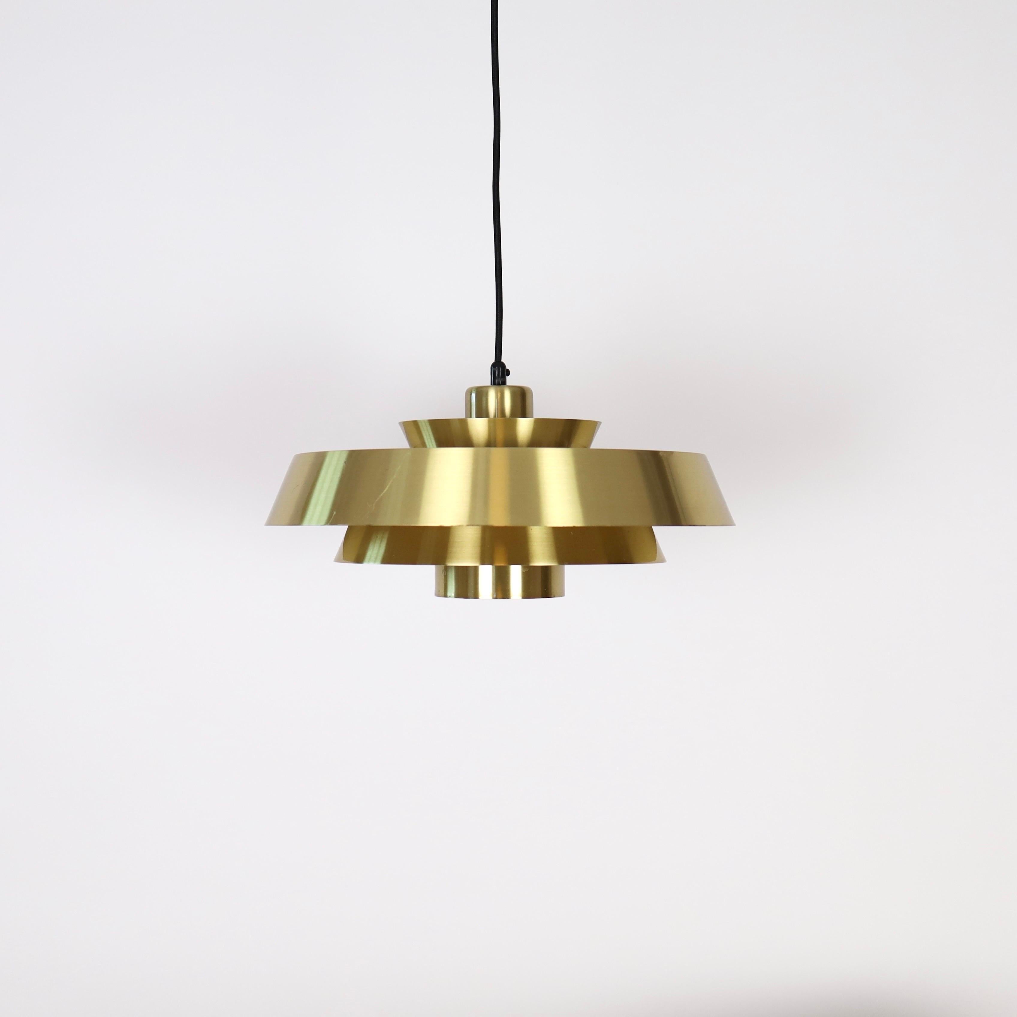 Brass Nova Pendant Light by Jo Hammerborg for Fog & Morup, 1960s, Denmark For Sale 1