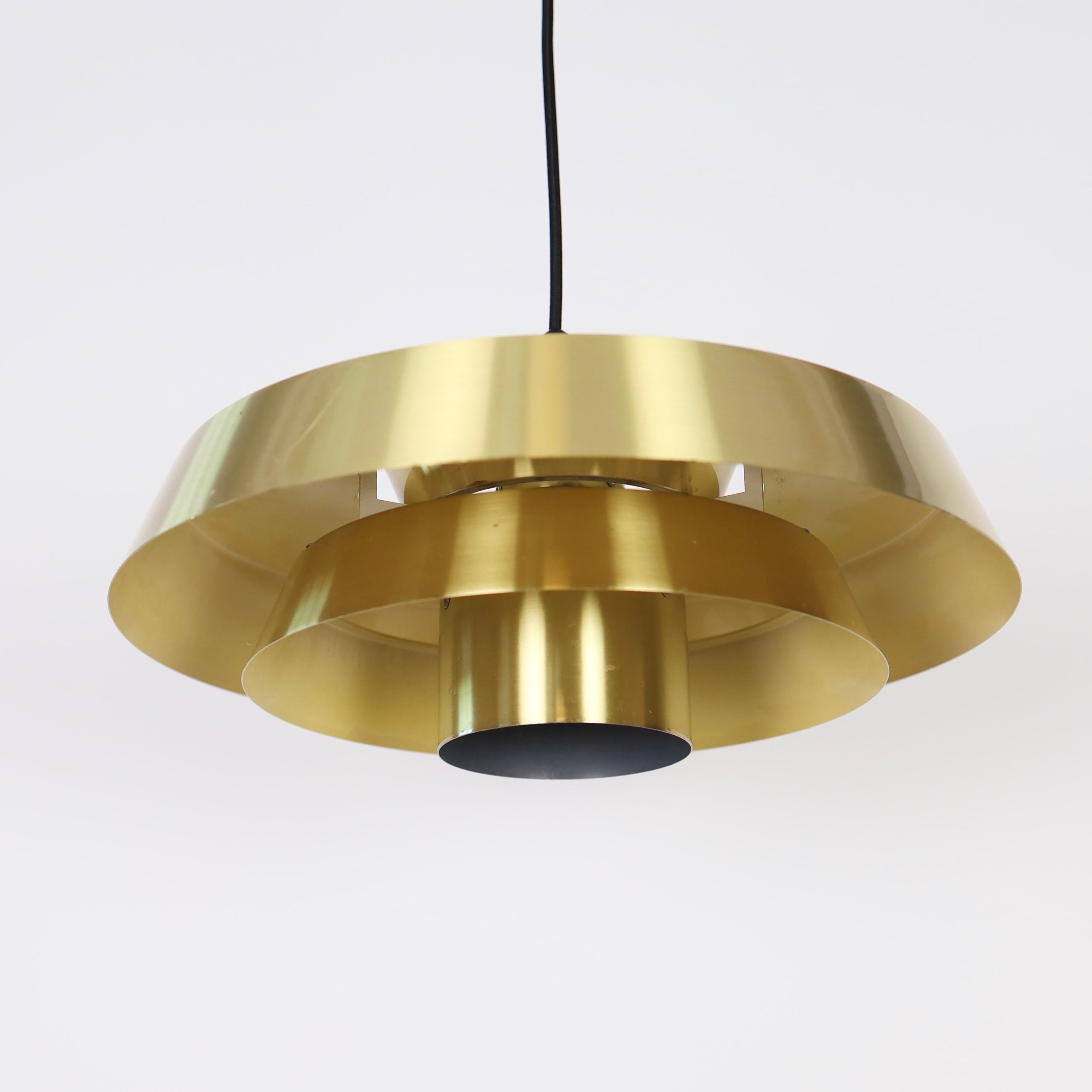 Brass Nova Pendant Light by Jo Hammerborg for Fog & Morup, 1960s, Denmark For Sale 3