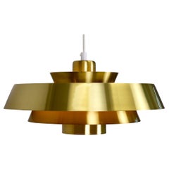 Brass Nova Pendant Light by Jo Hammerborg for Fog & Morup, 1960s, Denmark