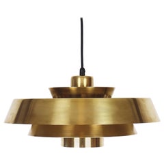 Brass Nova Pendant Light by Jo Hammerborg for Fog & Morup, 1960s, Denmark