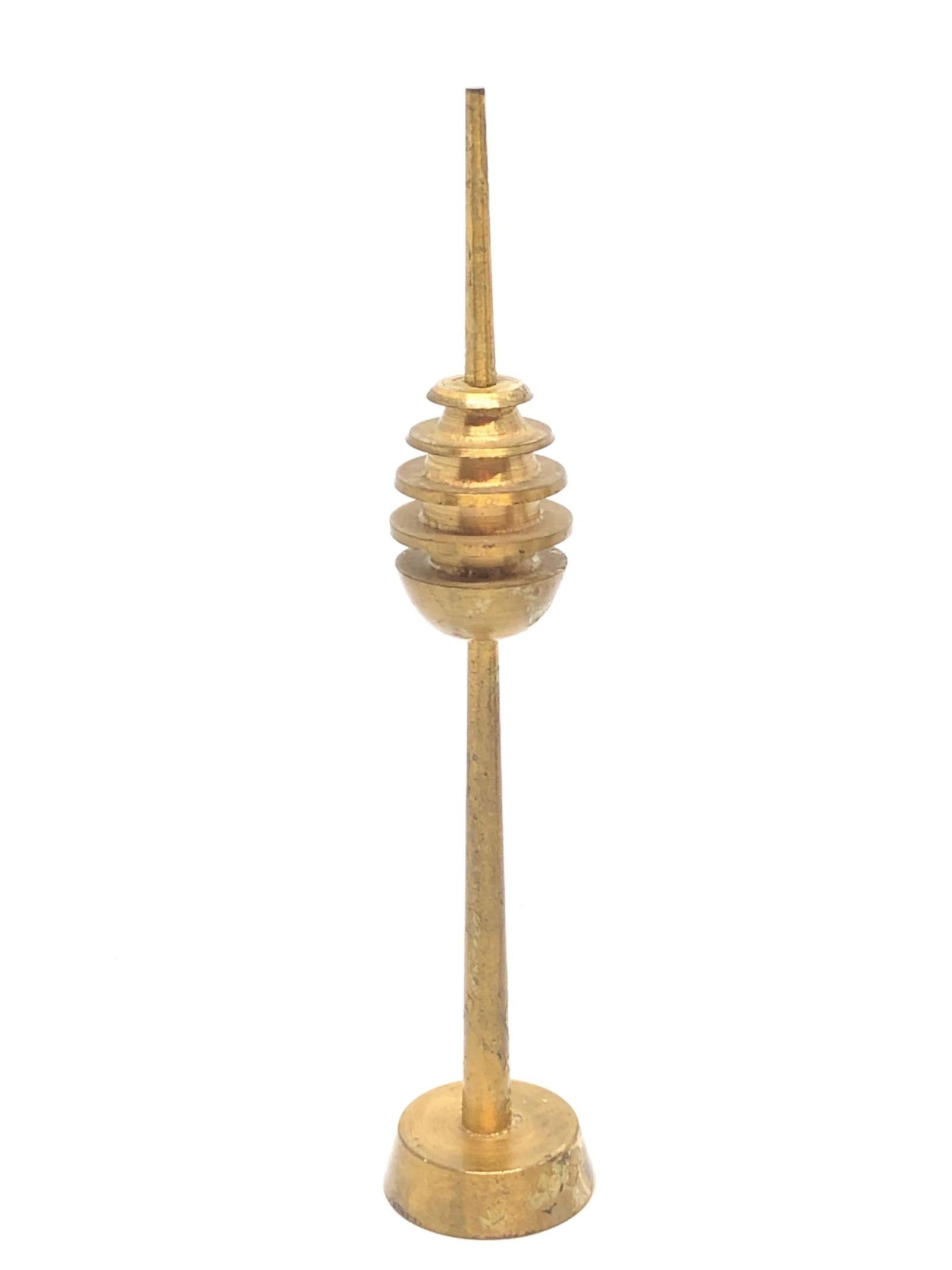 Scaled model of the Nuremberg television tower. Hand-spun in brass. A nice architectural sculpture for every living or man’s room.