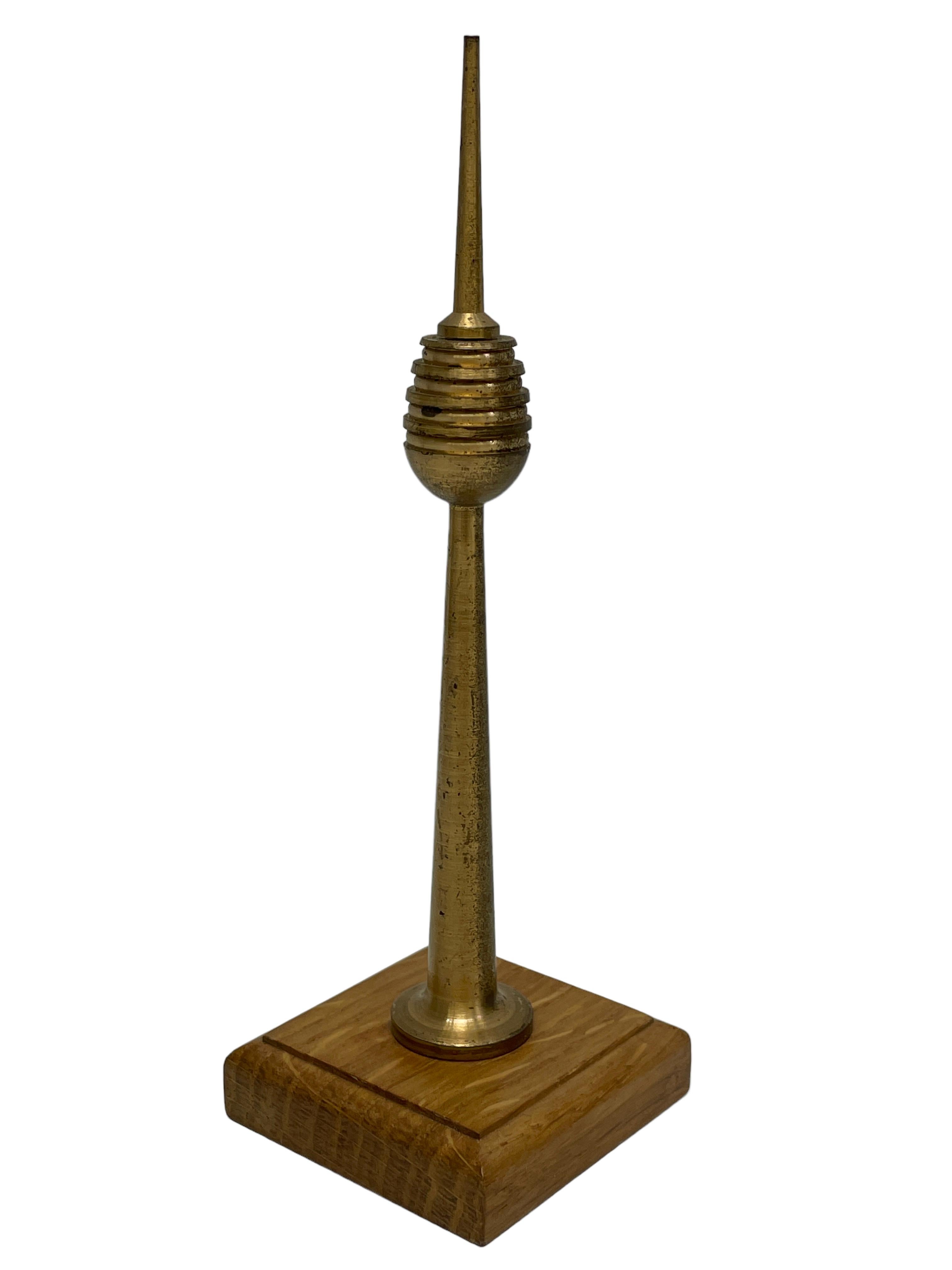 Hand-Crafted Brass Nuremberg Tv Television Tower Scale Design Model, 1980s, German For Sale