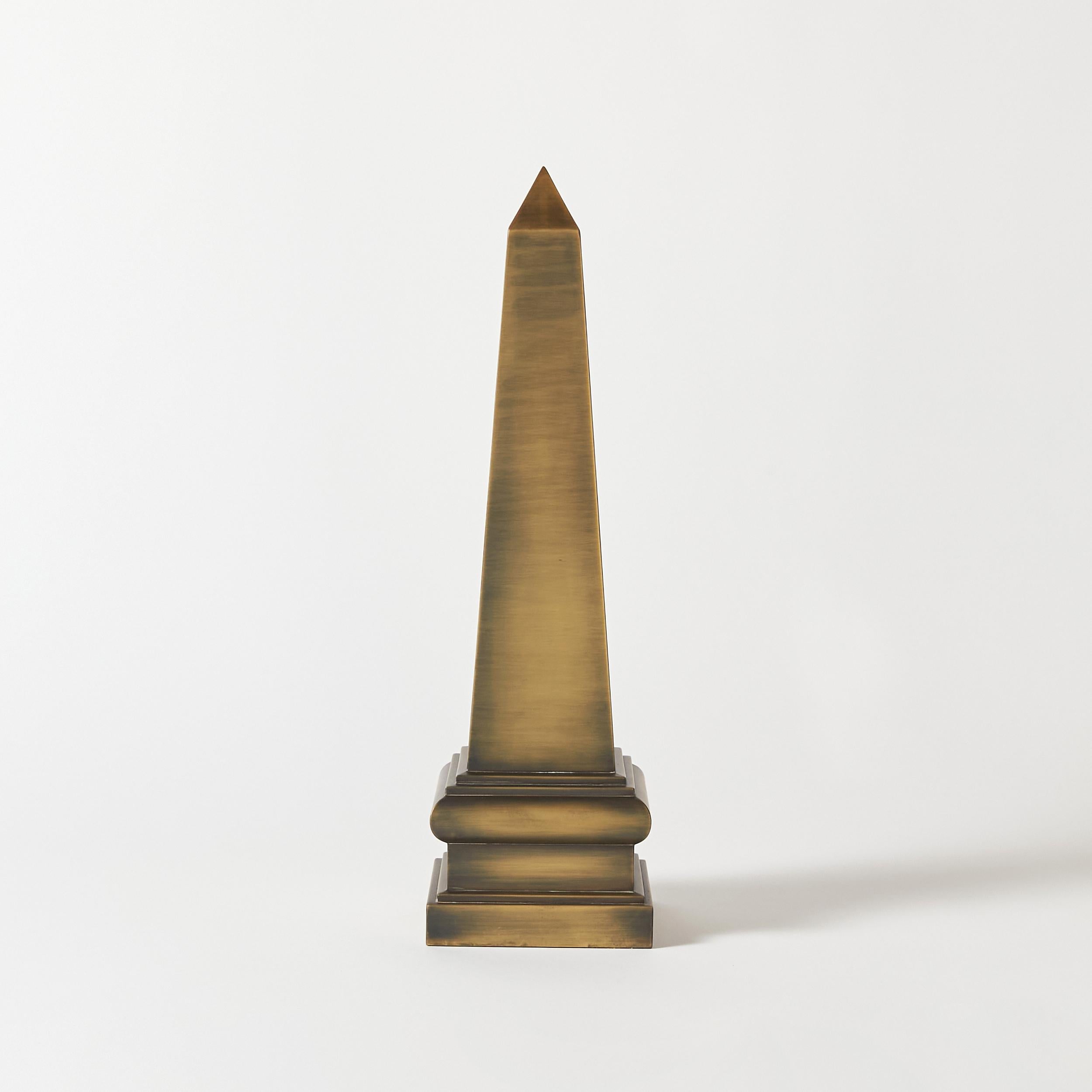 Brass obelisk refinished in antique bronze. Originally a display item from Gimbels Department Store.