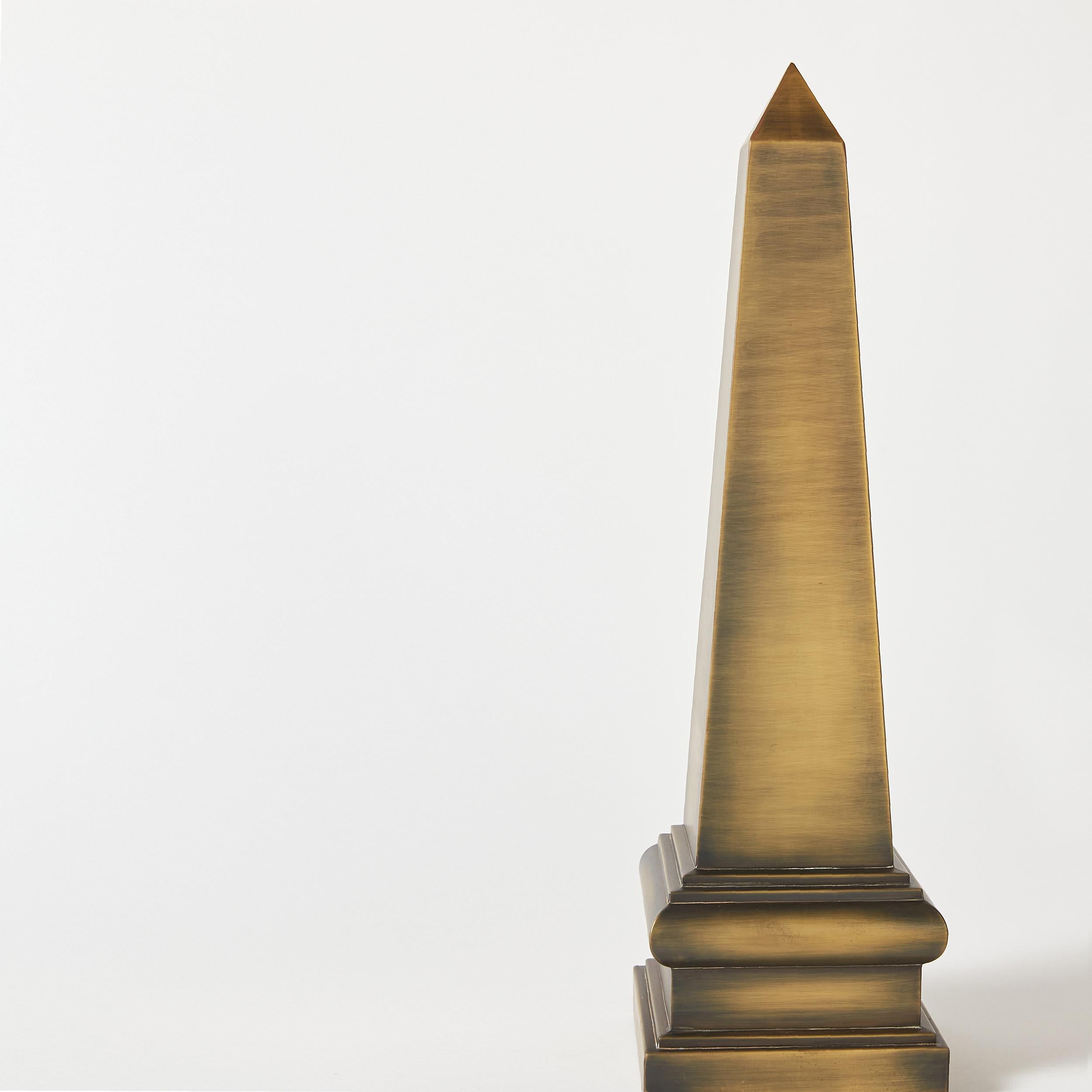 Bronzed Brass Obelisk Refinished in Antique Bronze Finish from Gimbels Department Store For Sale