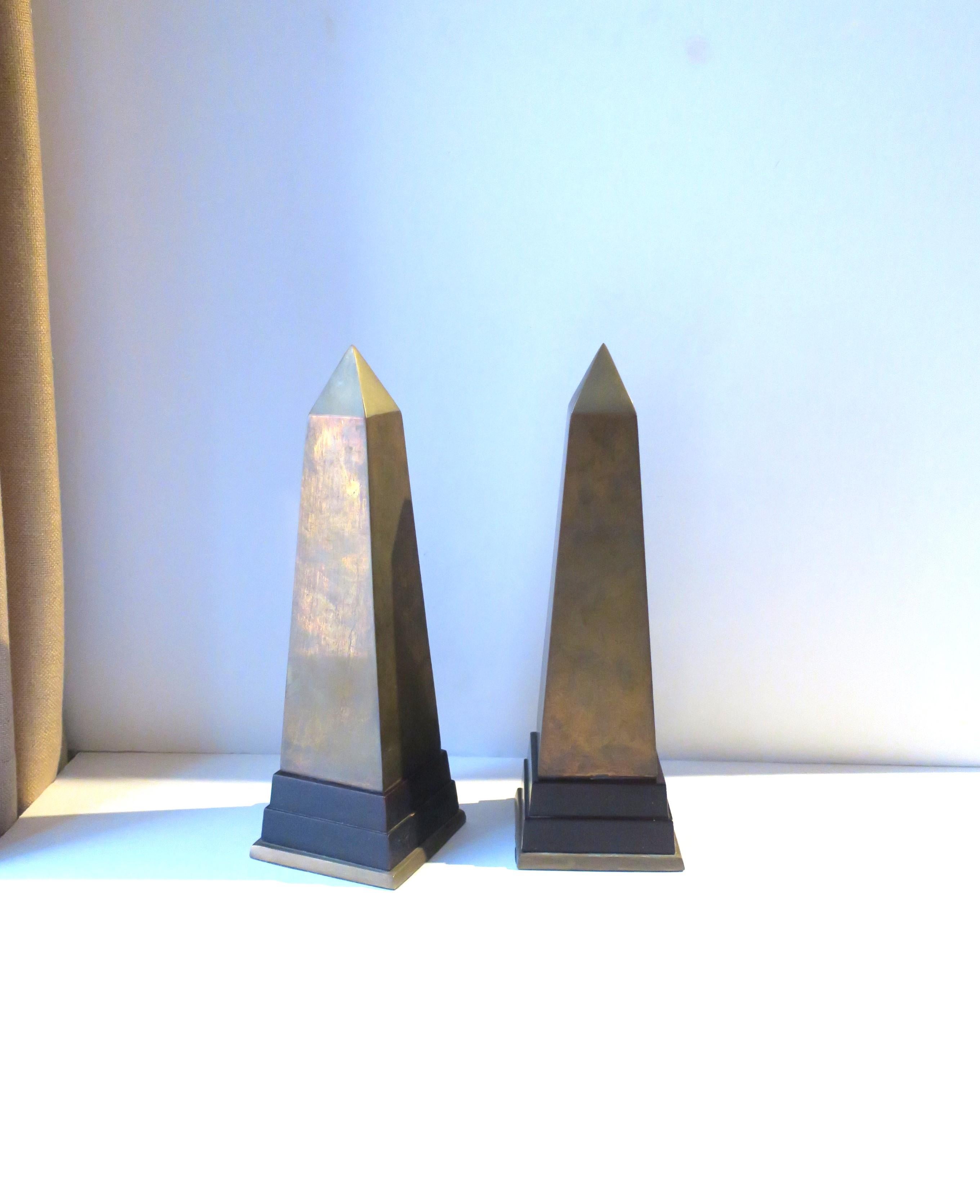 Modern Brass Obelisks, Pair For Sale
