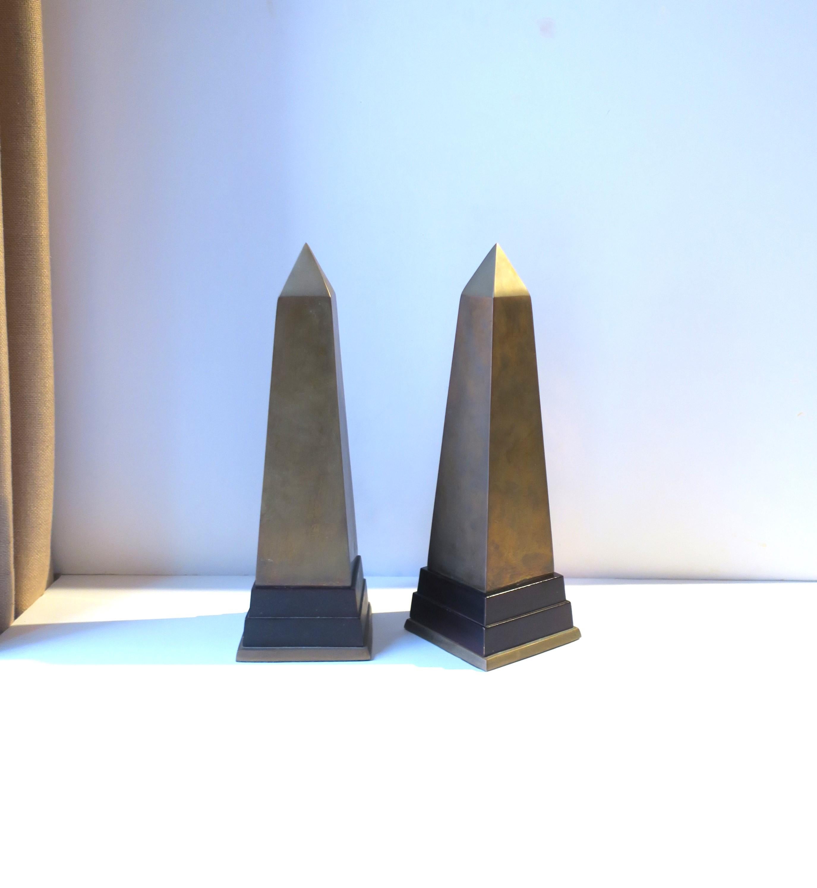 Ebonized Brass Obelisks, Pair For Sale