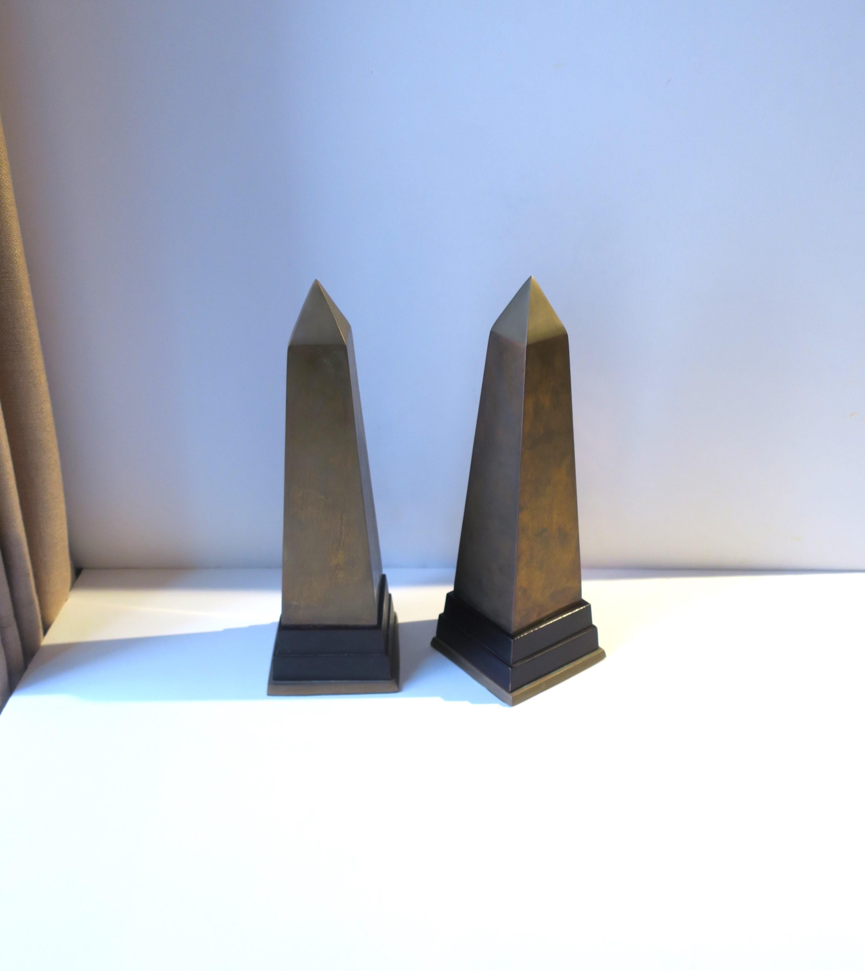 Brass Obelisks, Pair In Good Condition For Sale In New York, NY