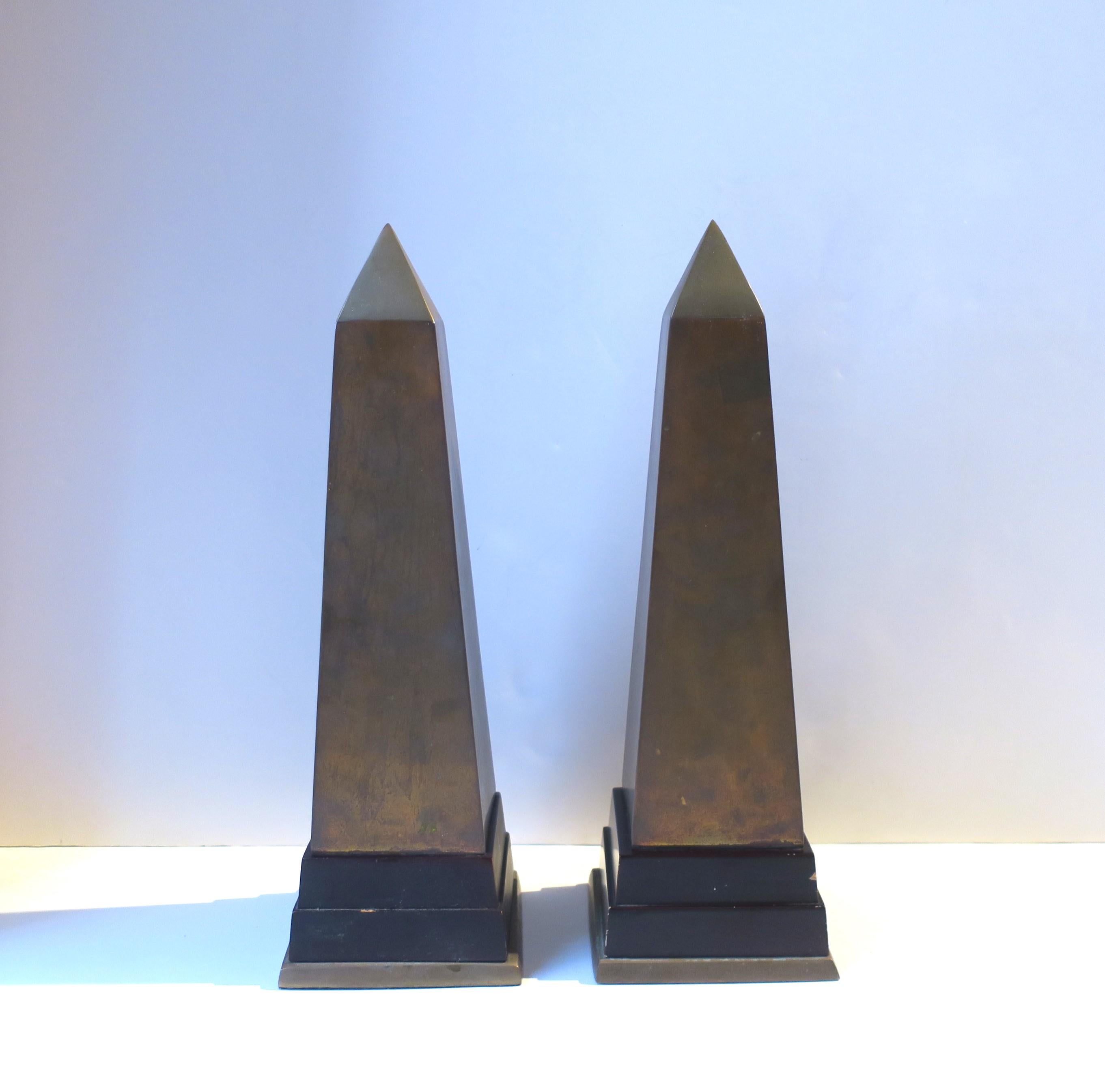 20th Century Brass Obelisks, Pair For Sale