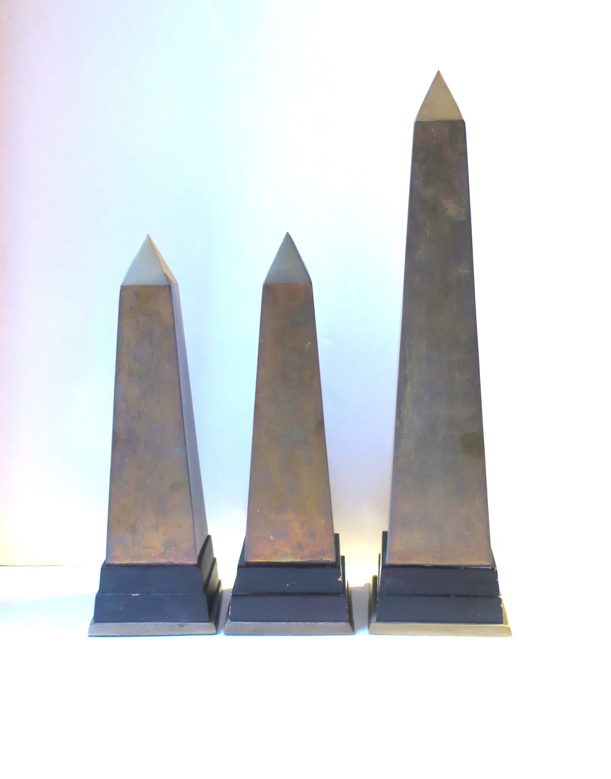 Brass Obelisks, Pair For Sale 4