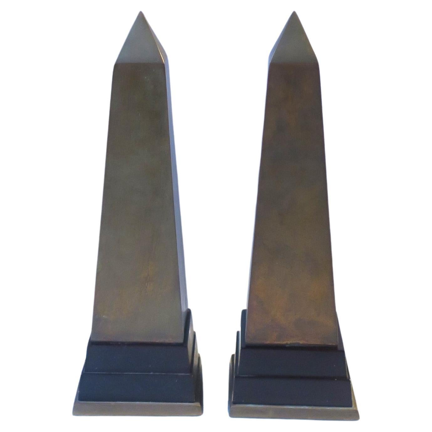 Brass Obelisks, Pair For Sale