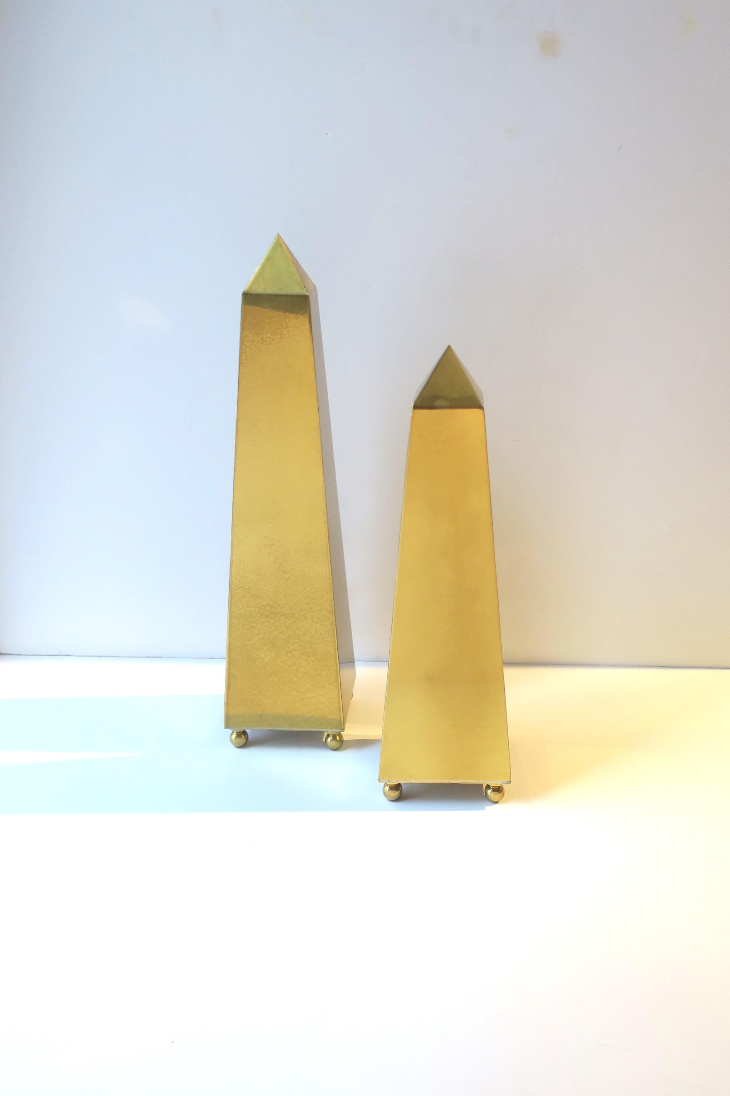 Modern Brass Obelisks, Set/Pair For Sale