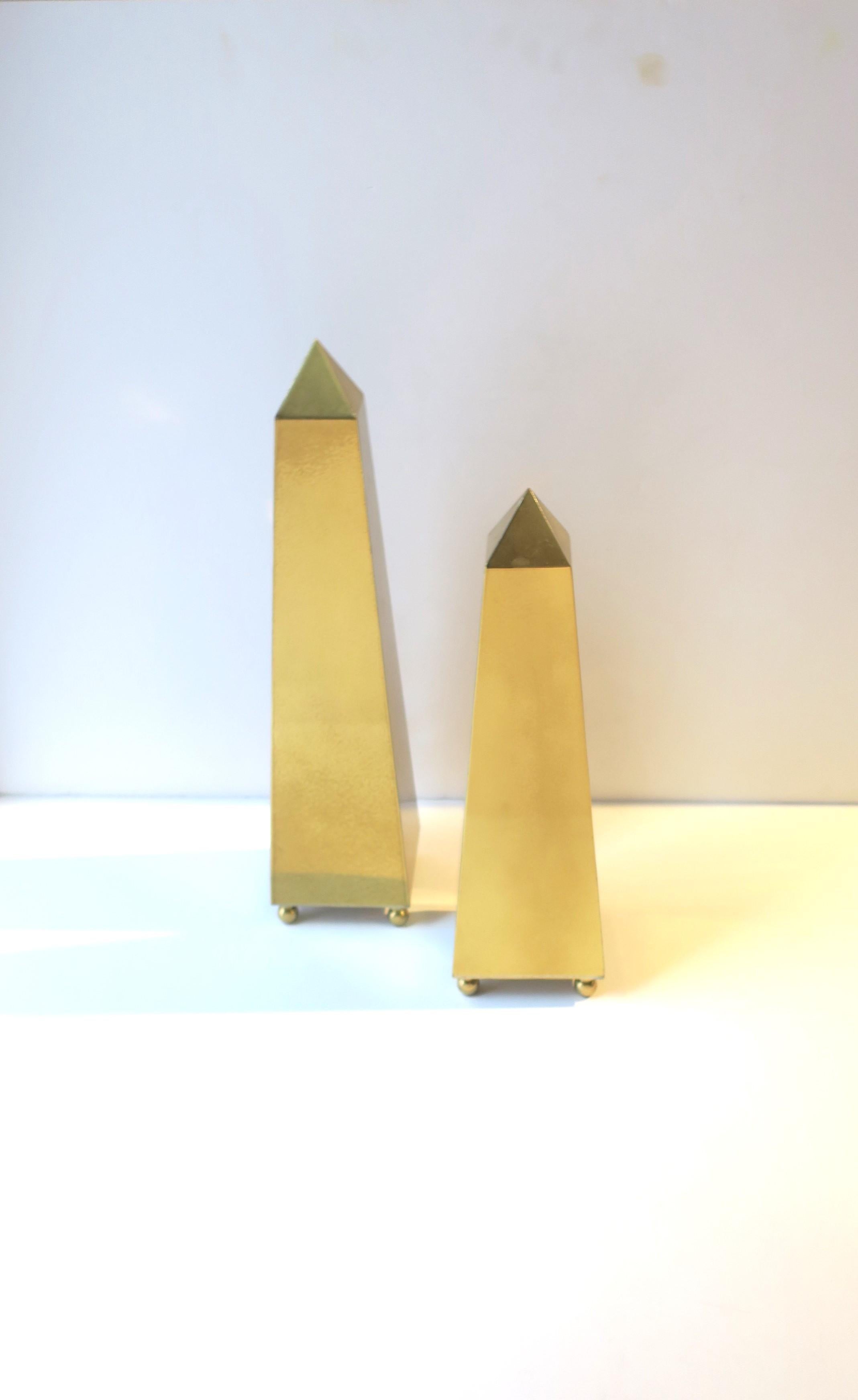 Lacquered Brass Obelisks, Set/Pair For Sale