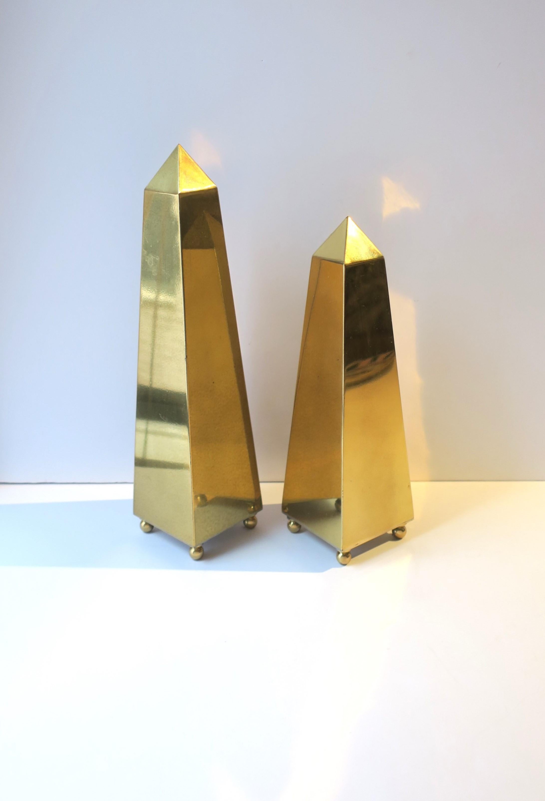 Brass Obelisks, Set/Pair In Good Condition For Sale In New York, NY