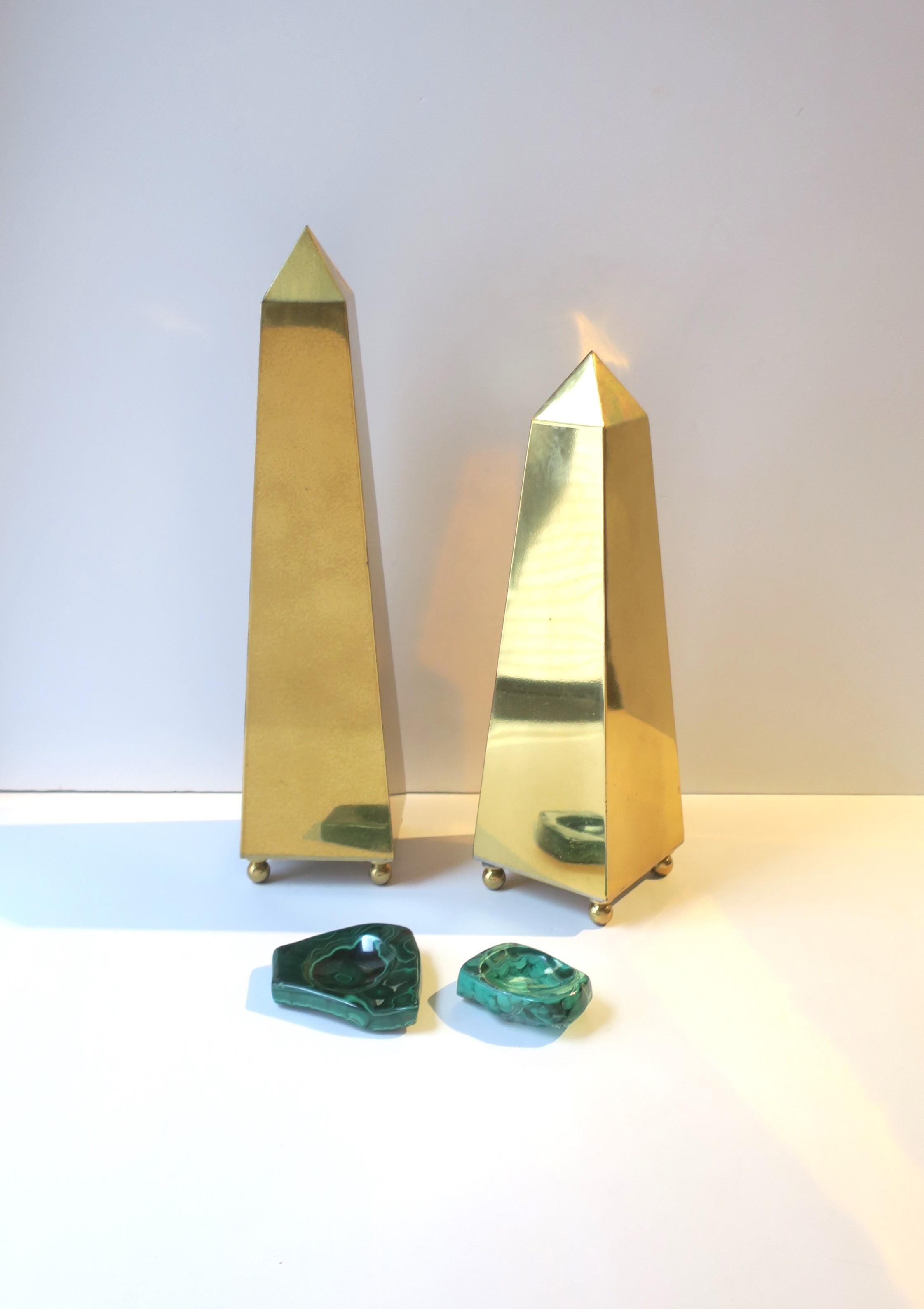 20th Century Brass Obelisks, Set/Pair For Sale