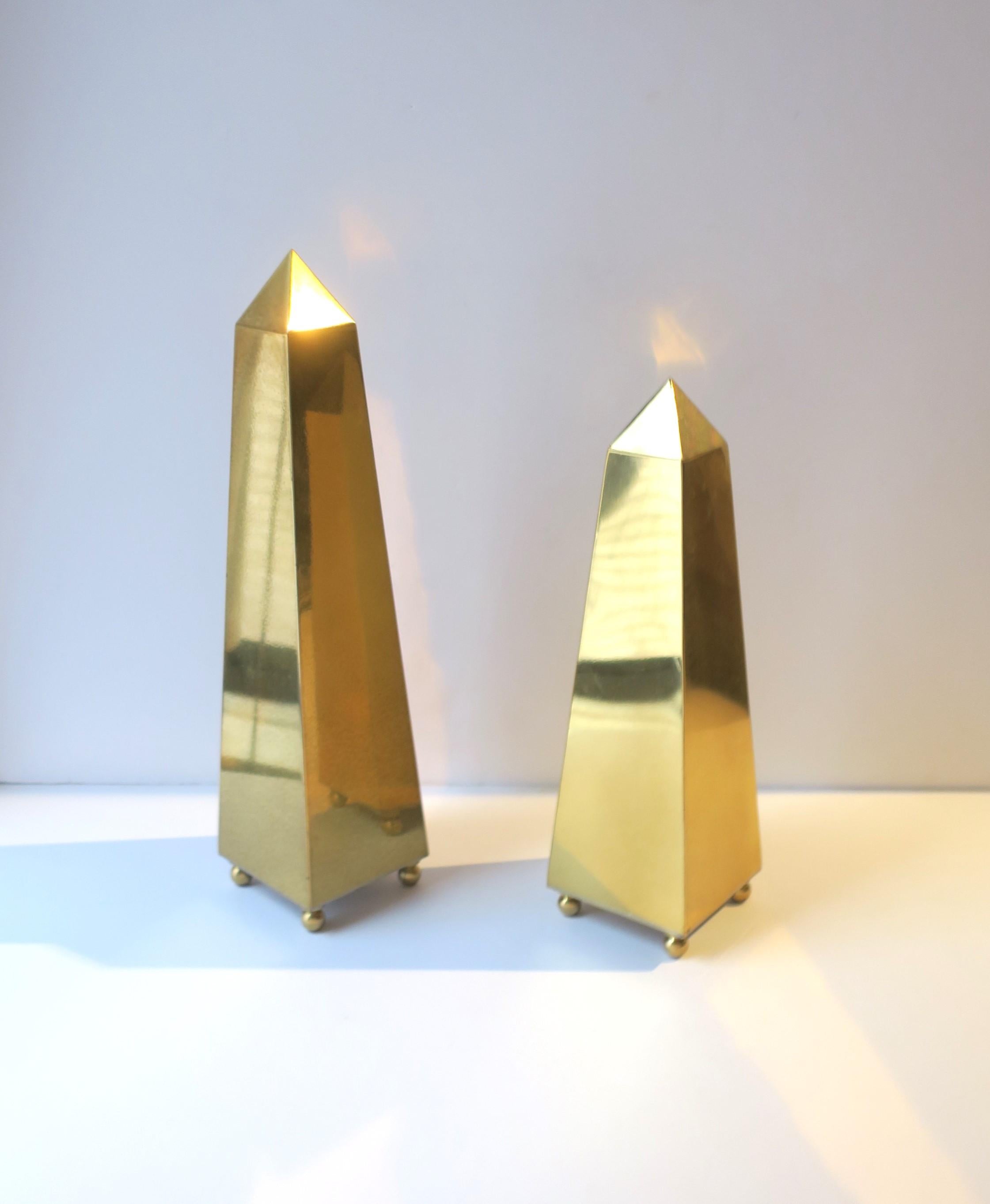 Brass Obelisks, Set/Pair For Sale 1