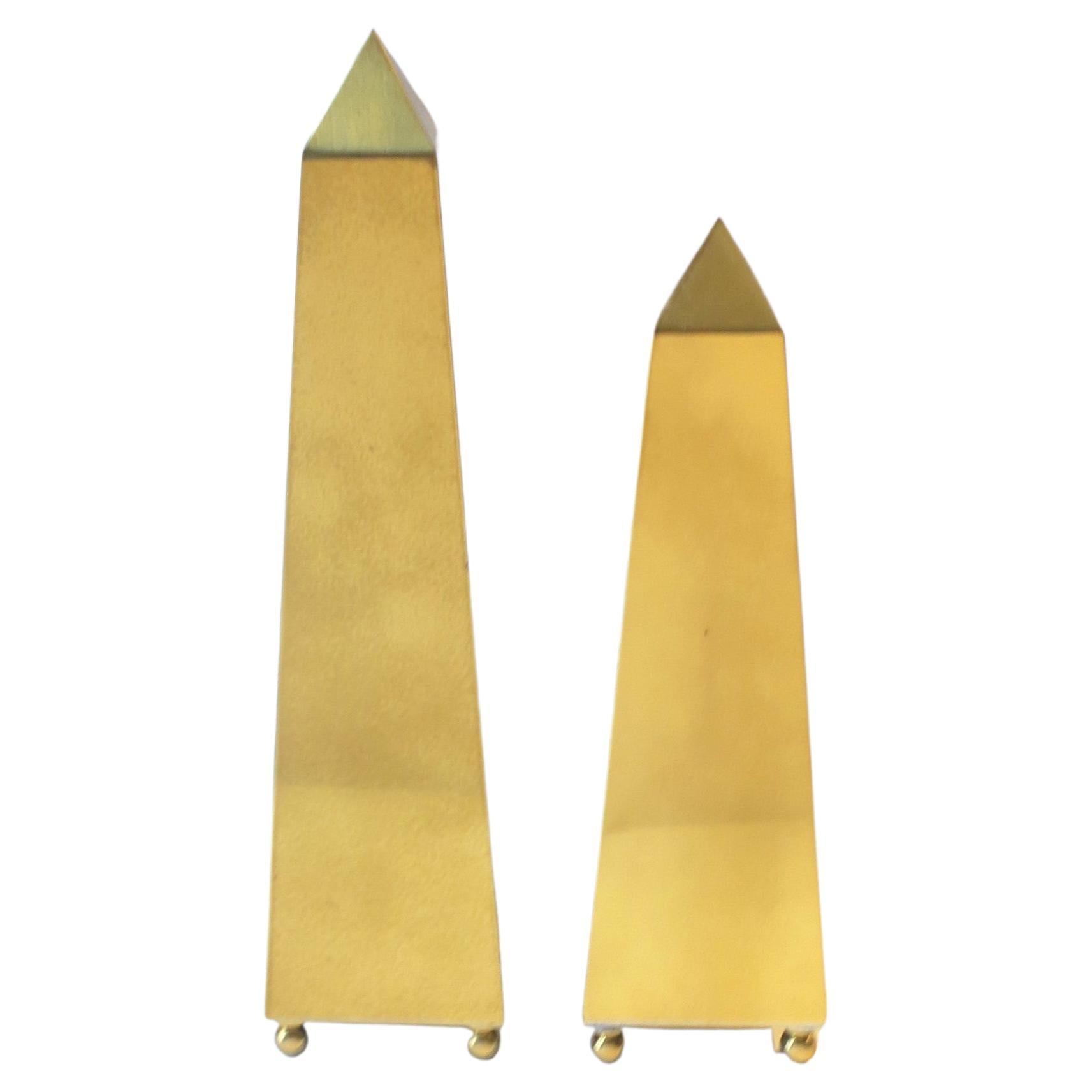 Brass Obelisks, Set/Pair For Sale