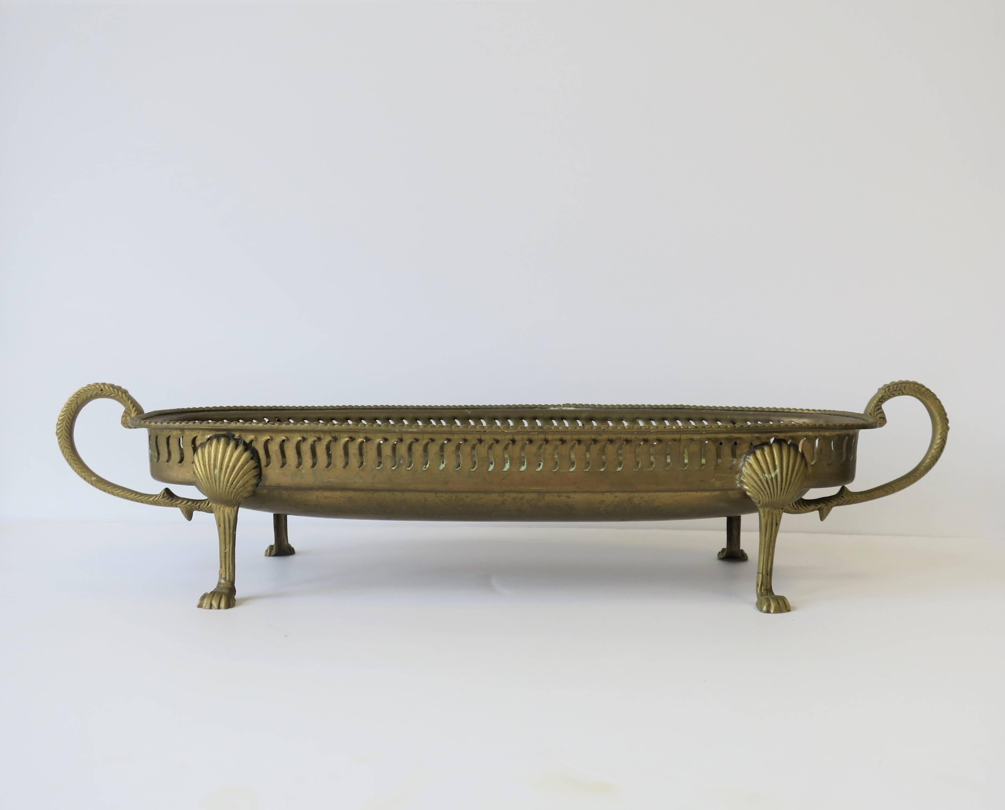 Regency Brass Oblong Centerpiece or Vide-Poche Vessel