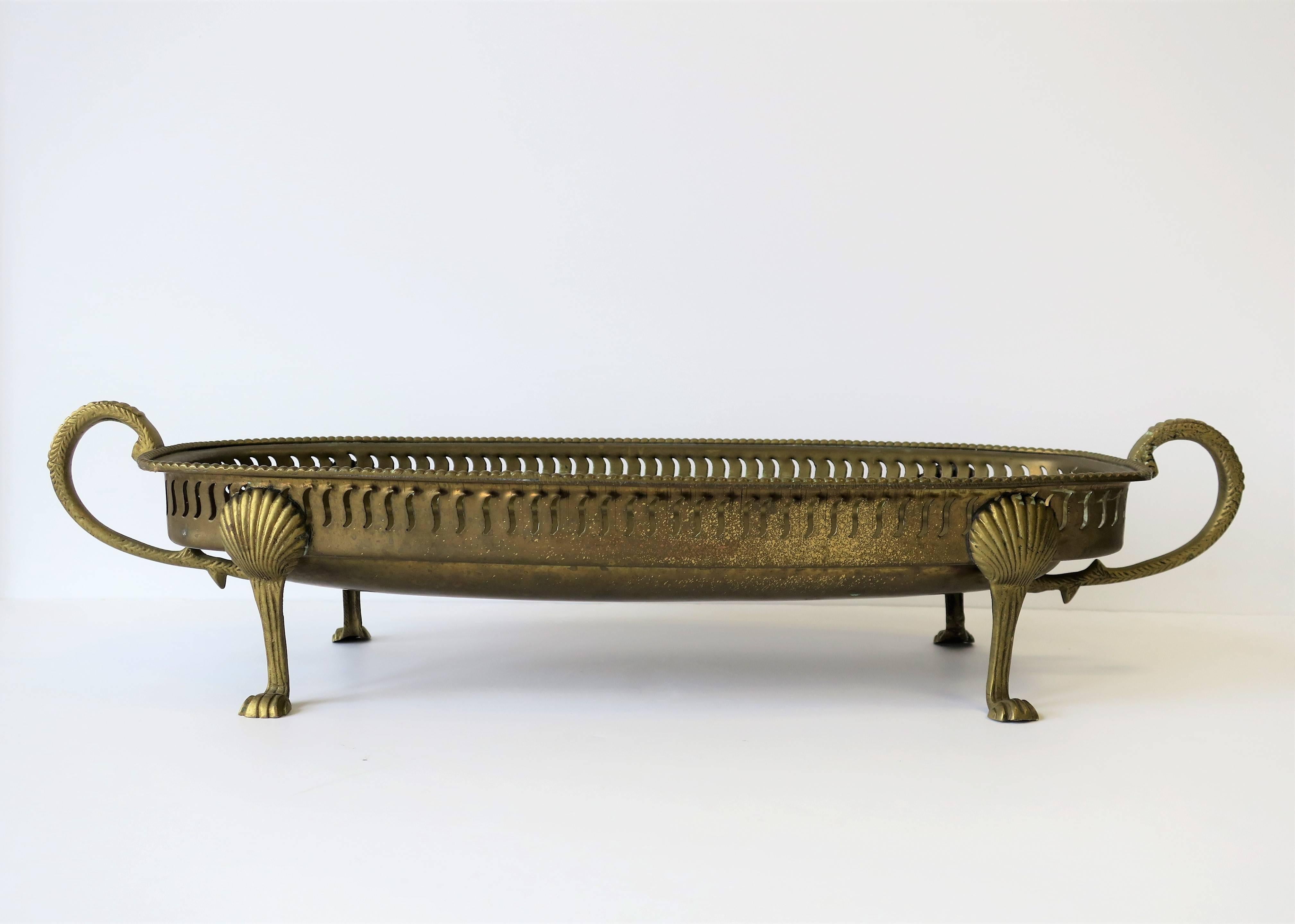 20th Century Brass Oblong Centerpiece or Vide-Poche Vessel