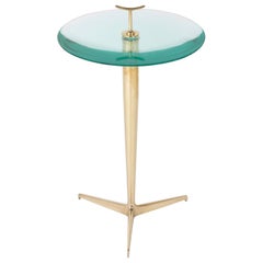 Mesa auxiliar de latón con tapa de cristal de Giuseppe Ostuni