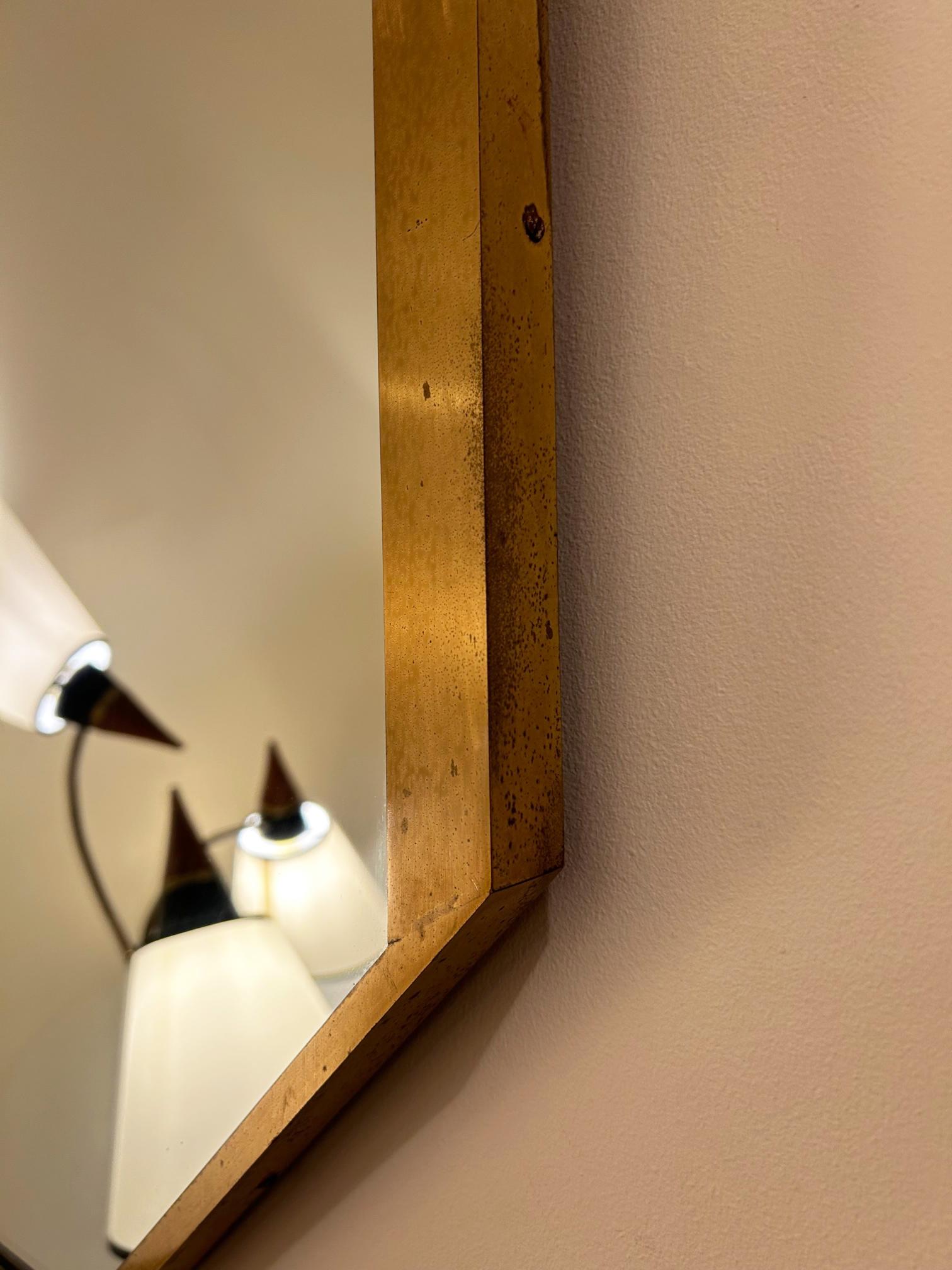 French Brass Octagonal Mirror