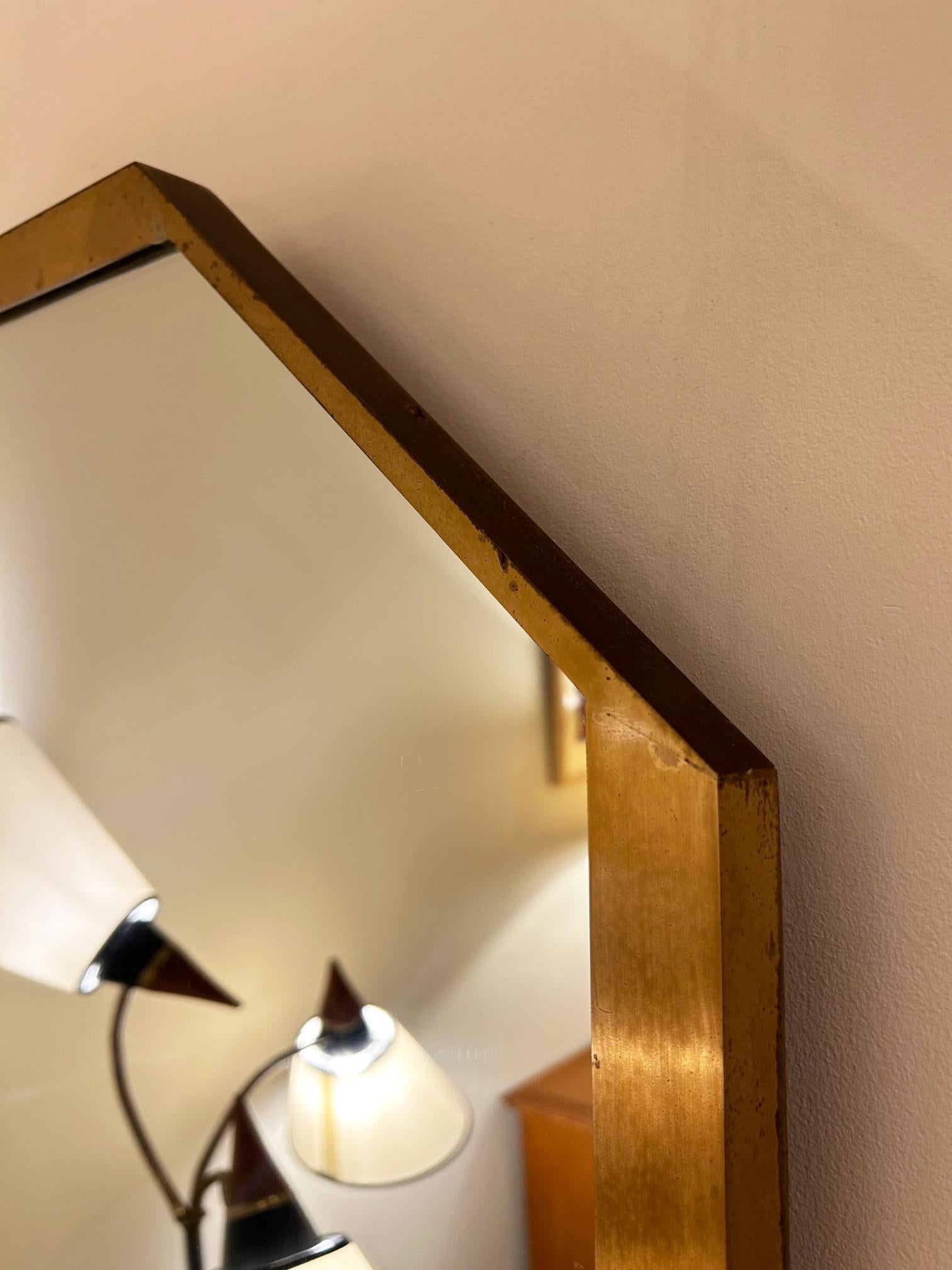 Brass Octagonal Mirror In Good Condition In London, GB