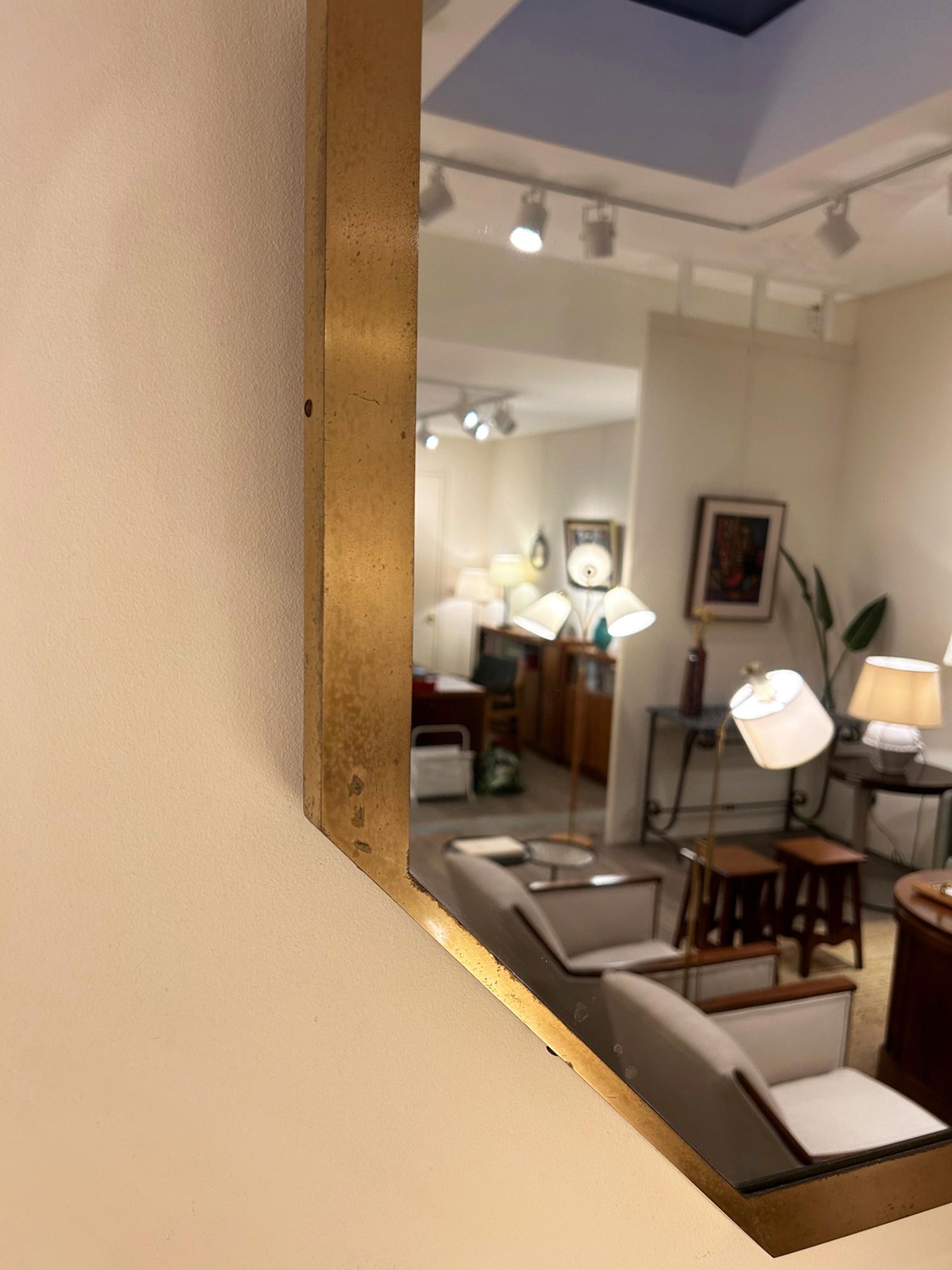 20th Century Brass Octagonal Mirror